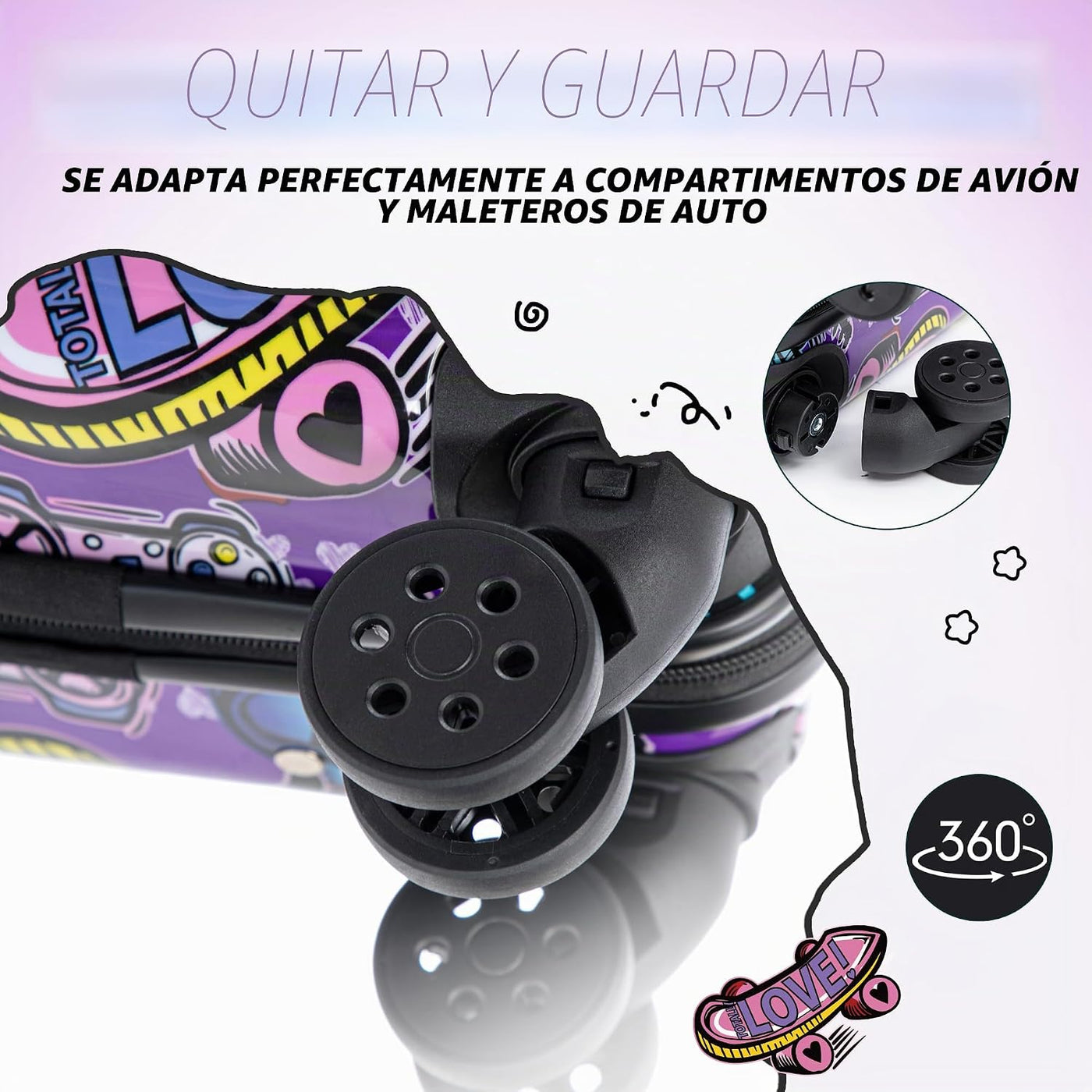 Juego de equipaje para niños de 16 pulgadas con ruedas giratorias,...