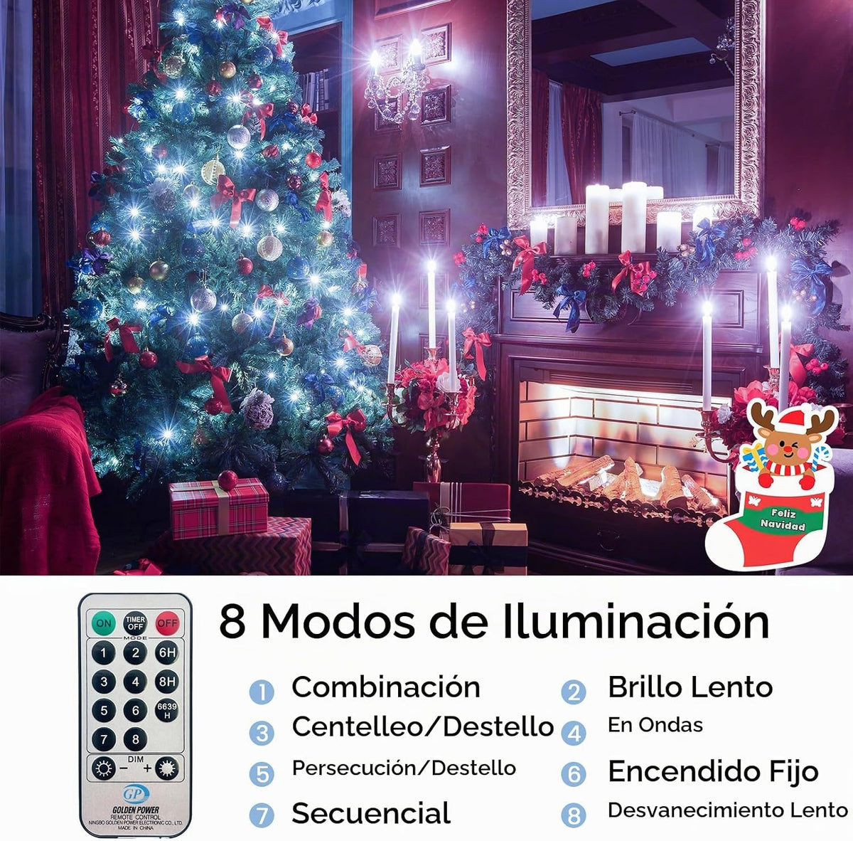 BHCLIGHT Luces de Navidad en racimo de 1500 LED de 75 pies con cont...