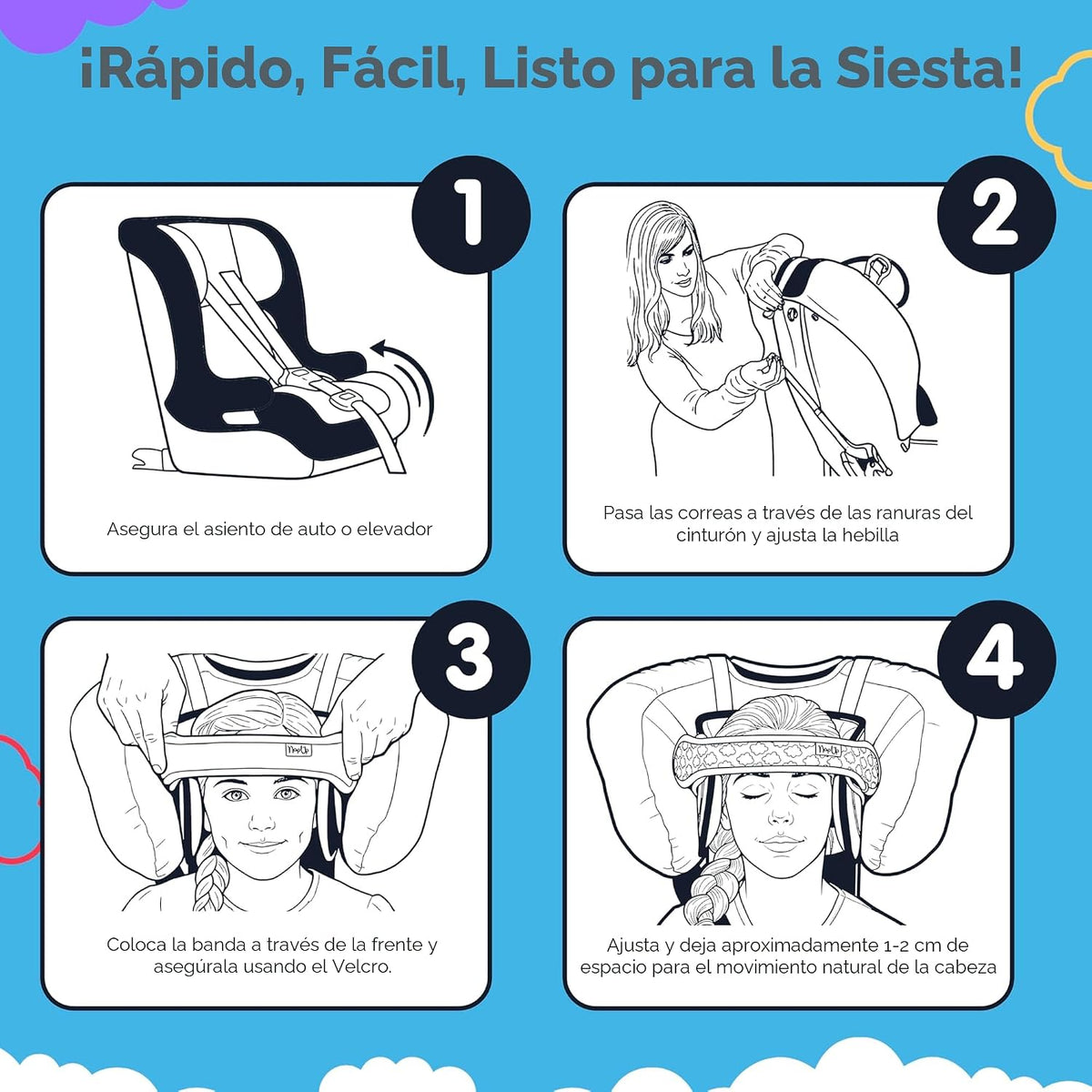 NapUp Soporte de cabeza de asiento de coche para niños pequeños - S...
