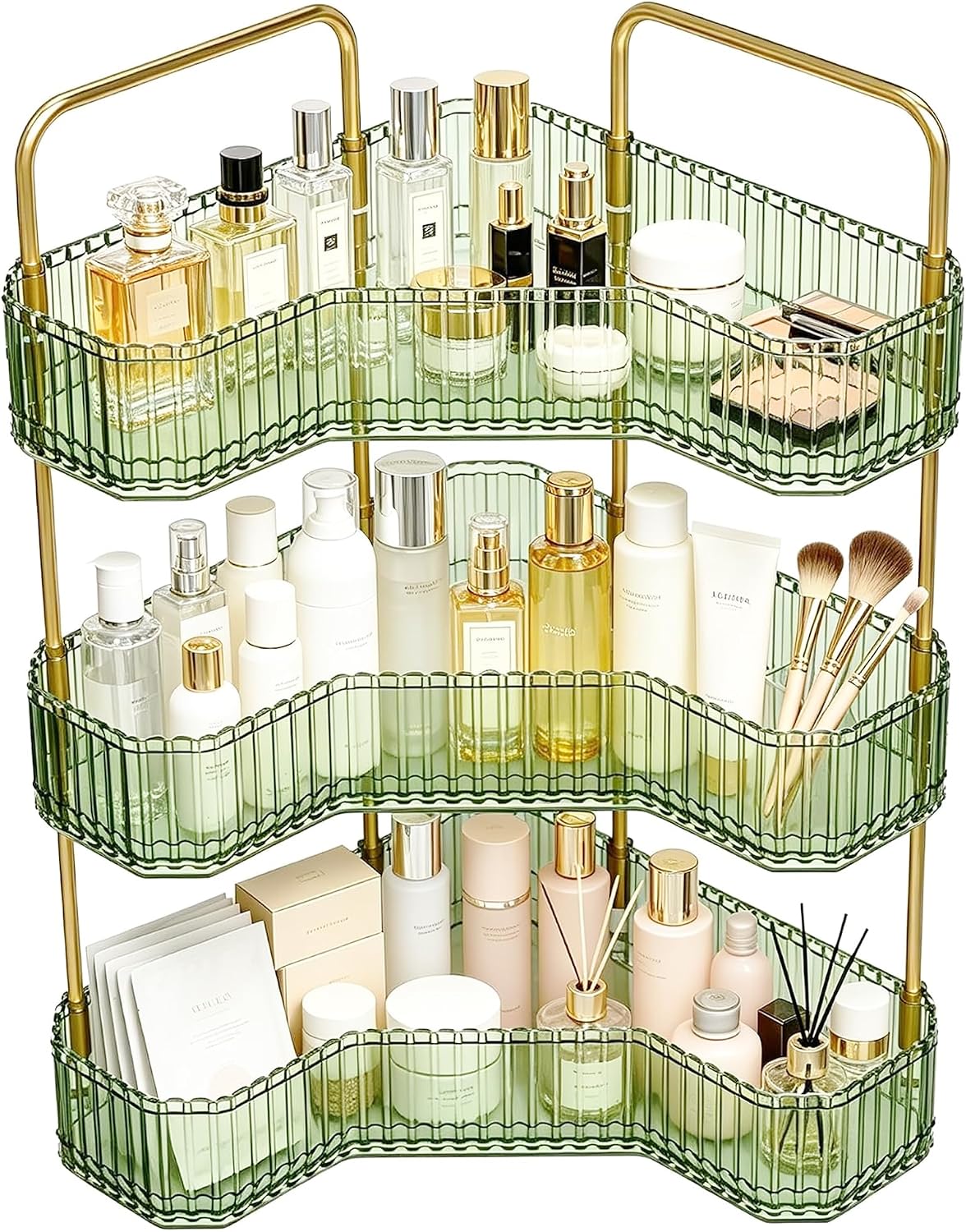 Organizador de baño esquinero de 3 niveles, estante para mostrador...