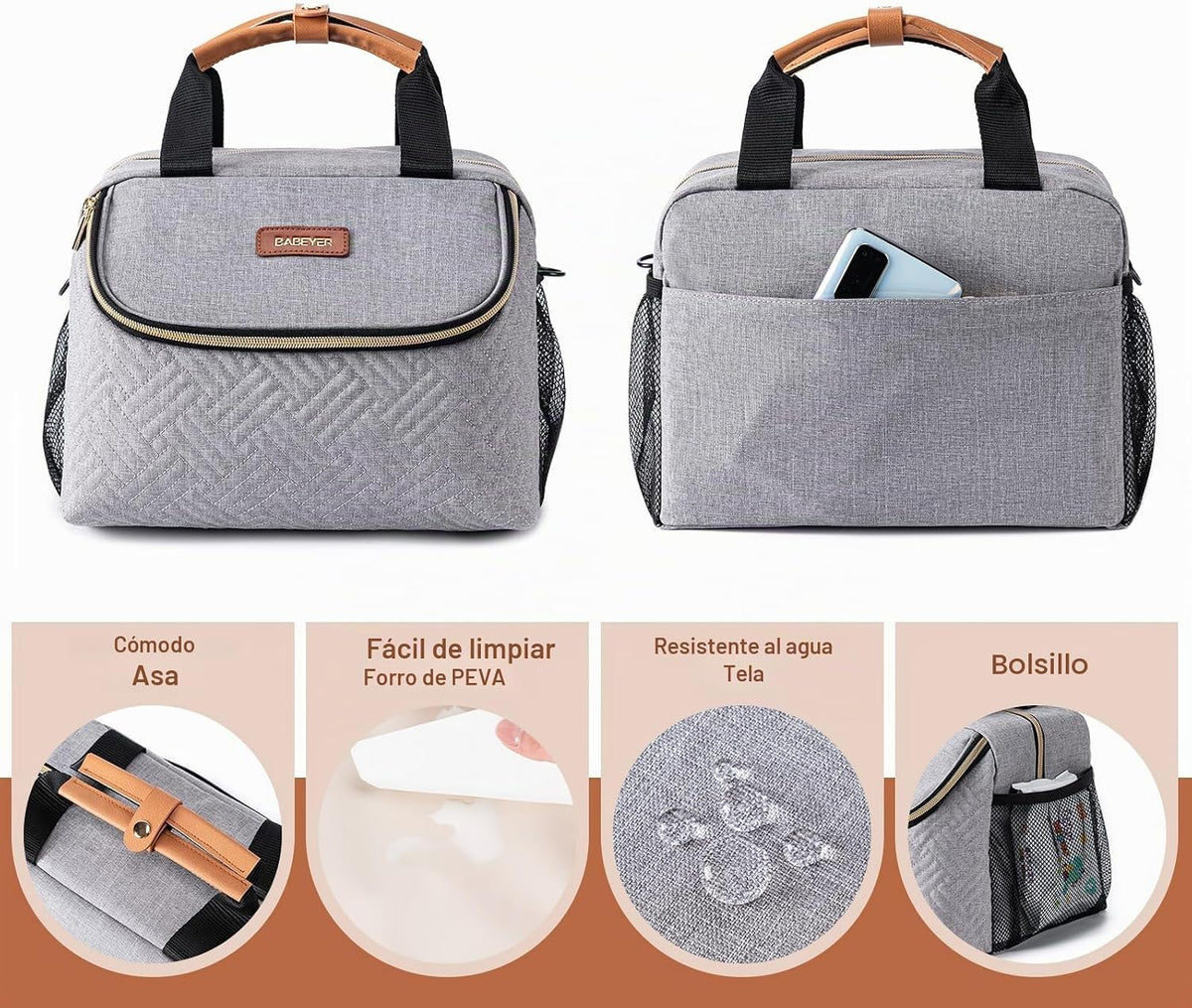 Bolsa térmica para leche materna BABEYER con paquete de hielo, se a...