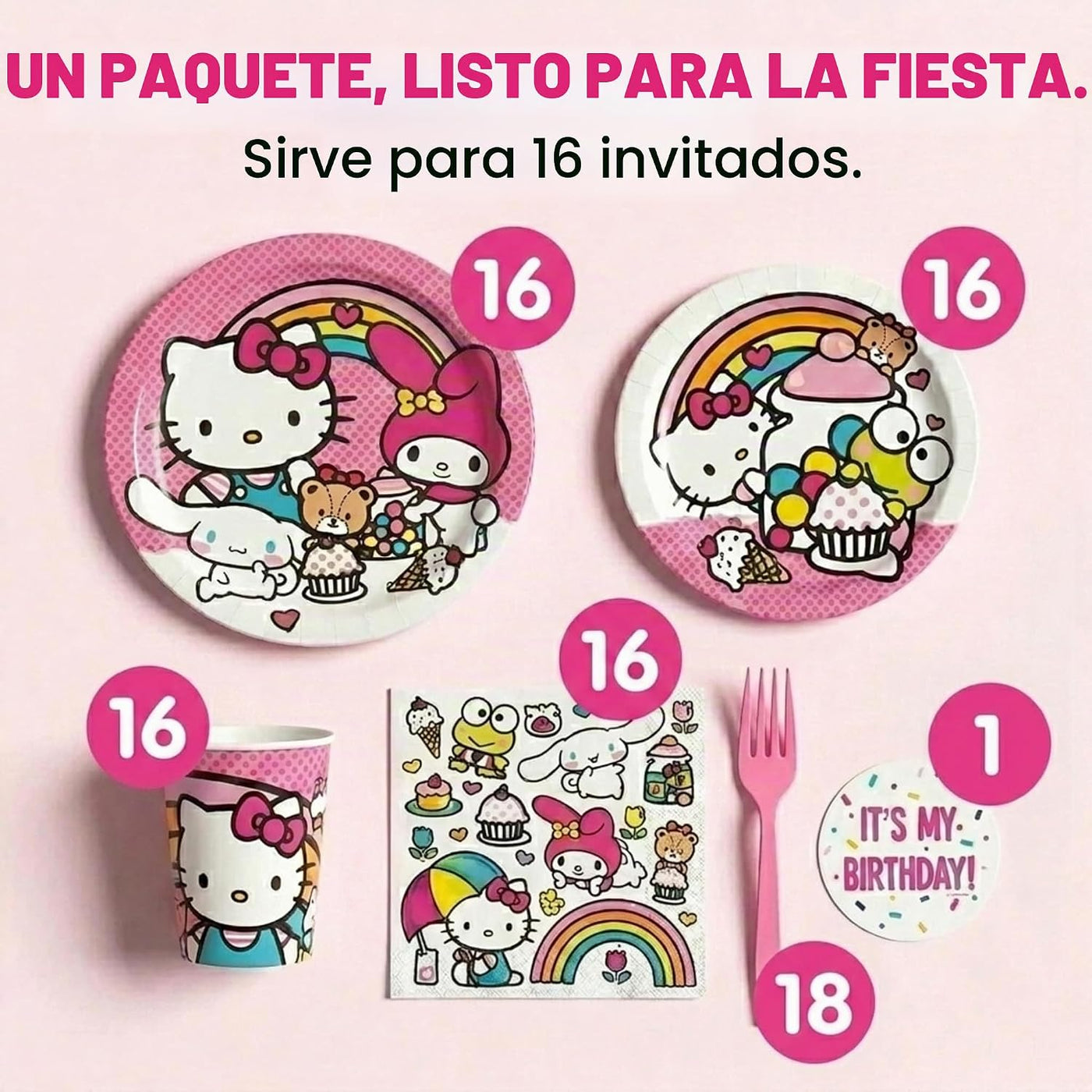 Decoraciones de cumpleaños de Hello Kitty para fiesta, platos y ser...