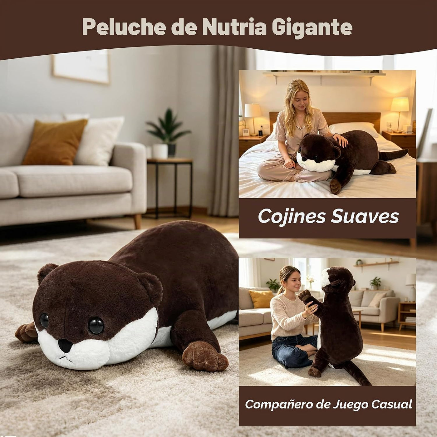 ZBLX Nutria gigante de peluche, animal de peluche grande de 34 pulg...