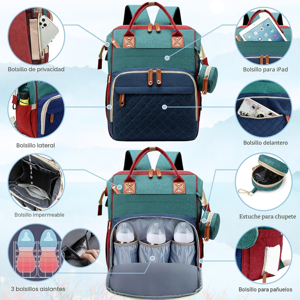 SHITIESHOU Bolsa de pañales mochila para bebé, bolsa de pañales par...
