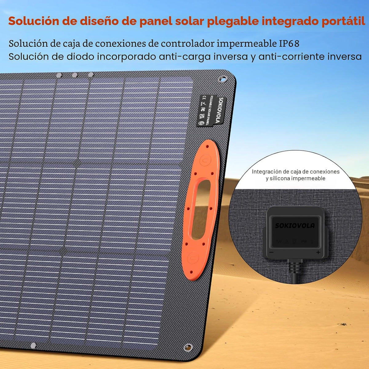 SOKIOVOLA N-Type 16BB 200W Panel solar portátil para EF\/Jackery\/B...