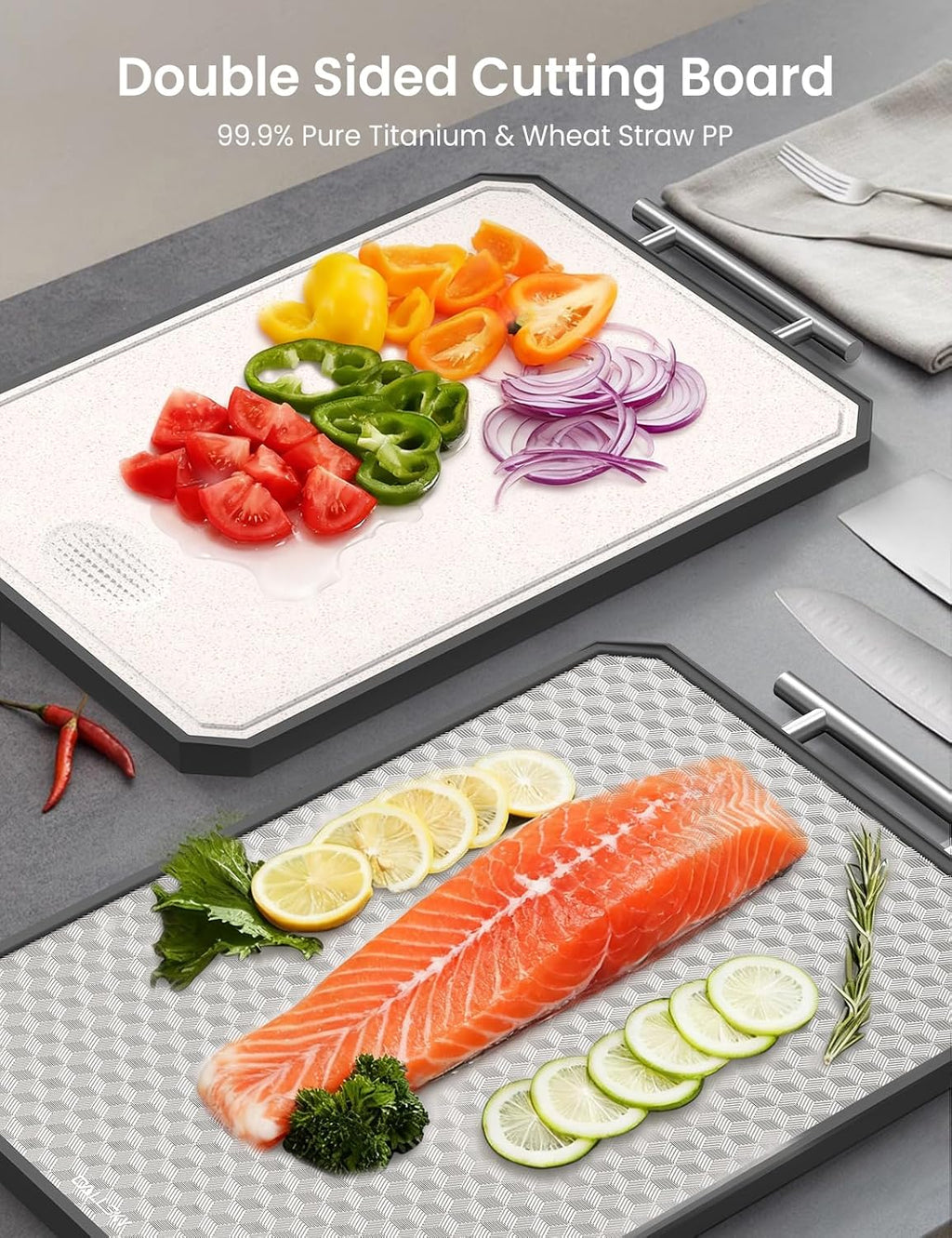 Callsky Tabla de cortar para cocina, tabla de cortar de titanio no...