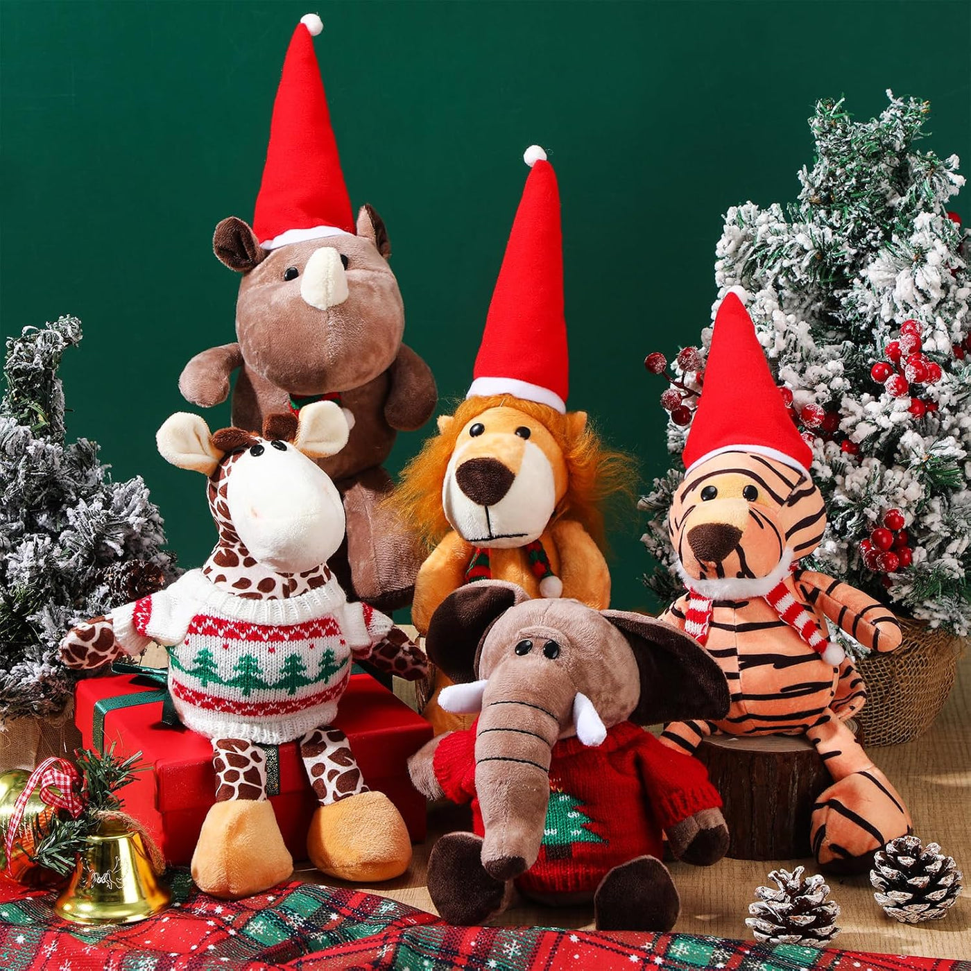 HyDren Juguetes de zoológico de peluche de animales de safari de 9...