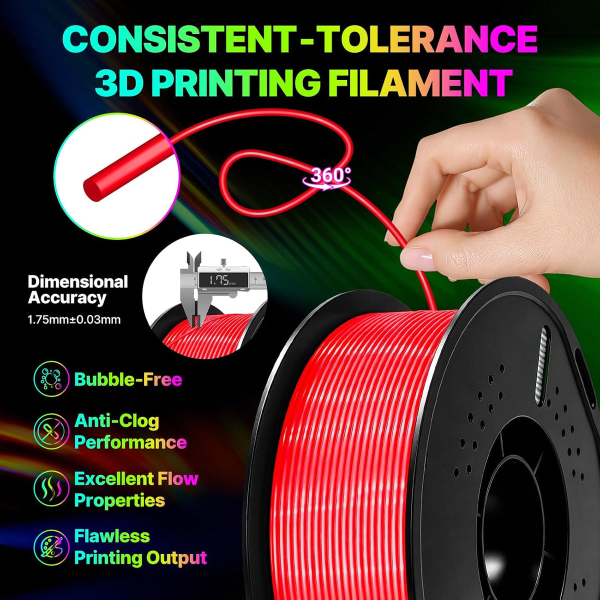 Colourbing Filamento de impresora 3D flexible de TPU 95A, suave y e...