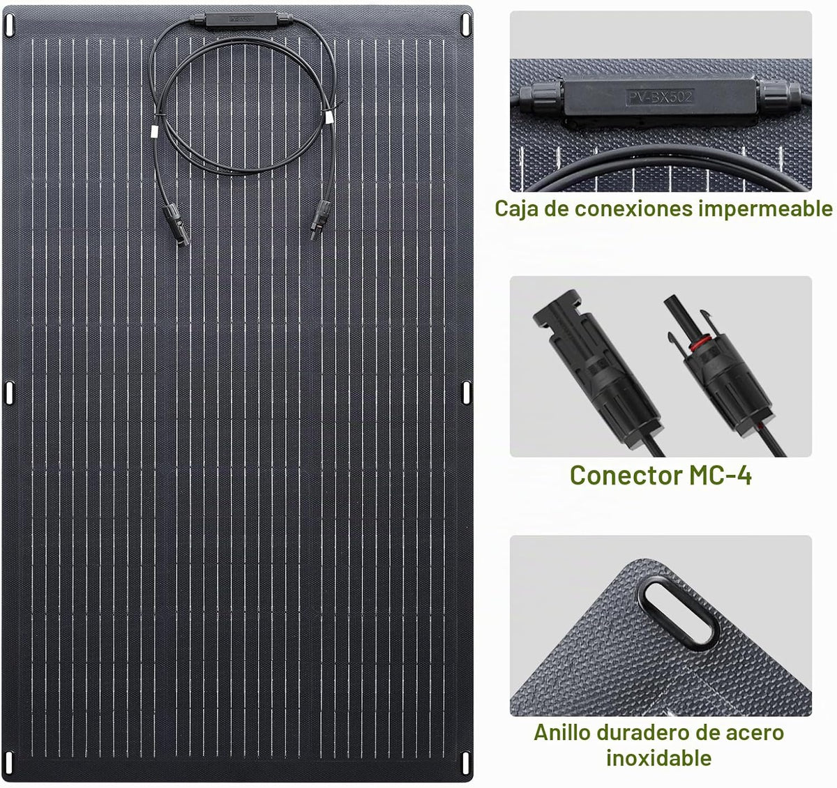 ALLPOWERS SF100 100W Panel solar flexible, IP68 impermeabilización...
