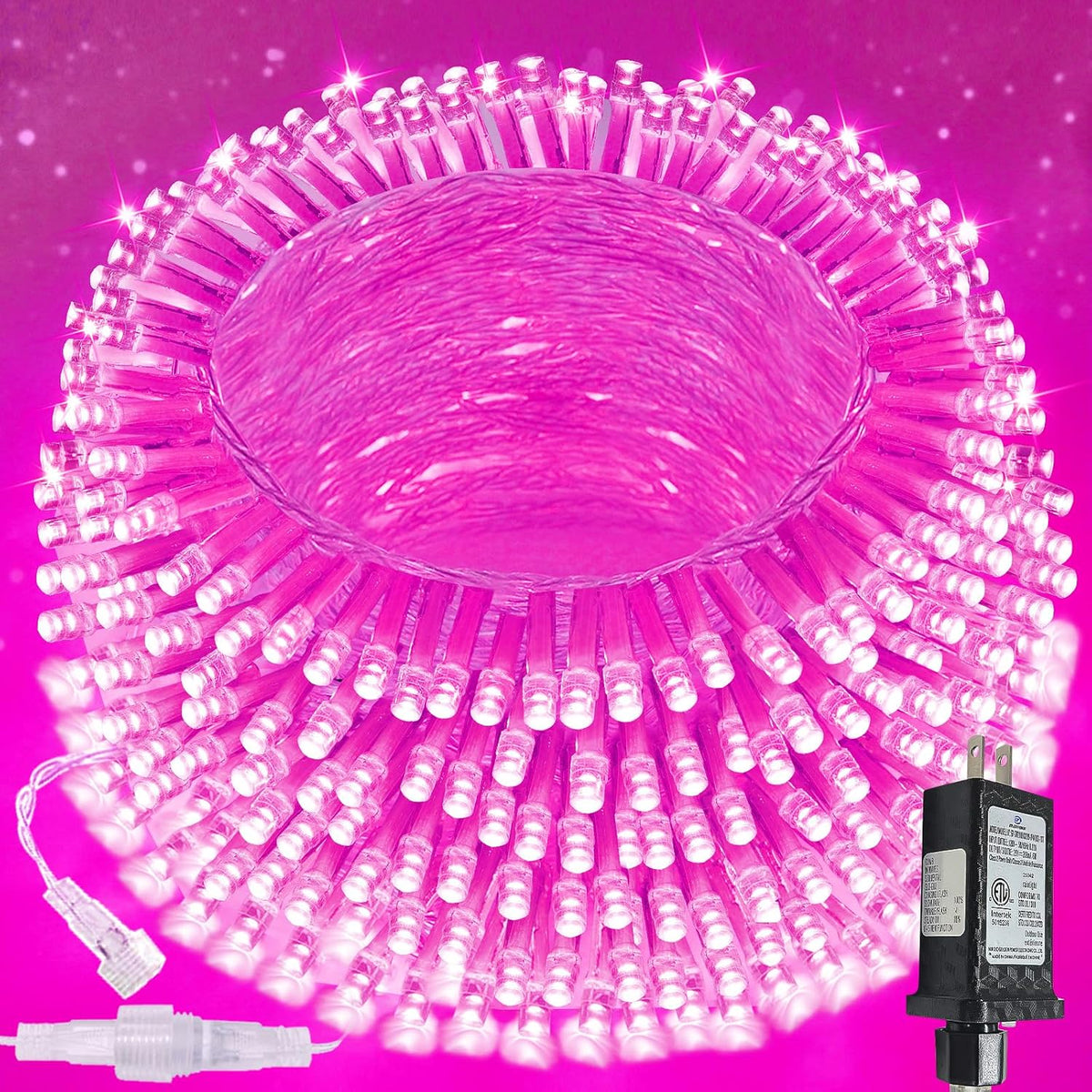 Guirnalda de 200 luces LED conectables, luces de Navidad de 66 pies...