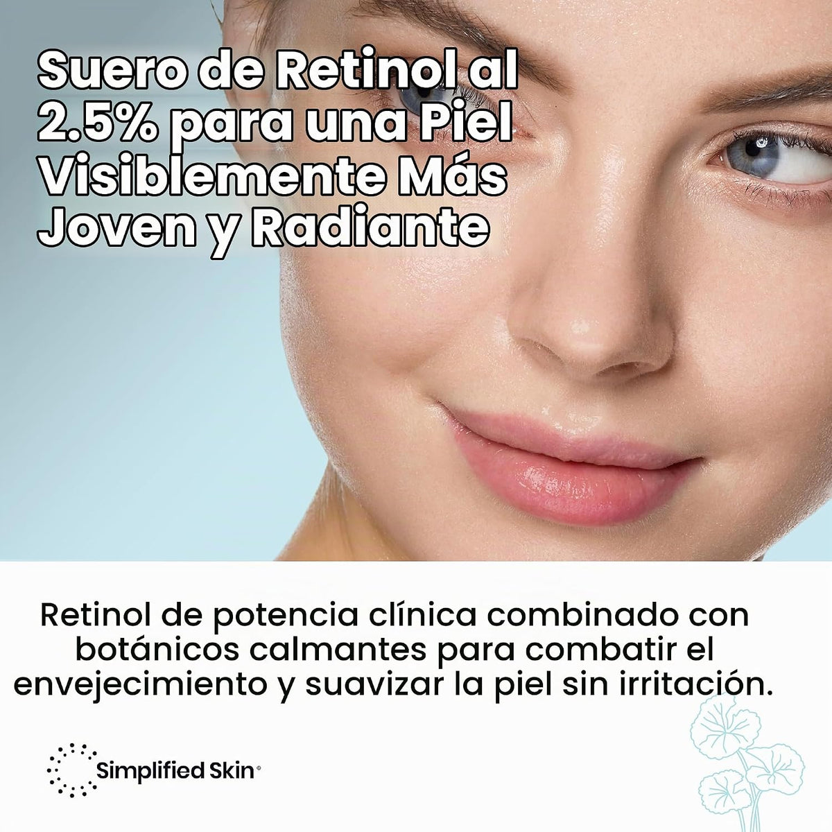 Simplified Skin Suero de retinol al 2.5% para la cara con ácido hia...