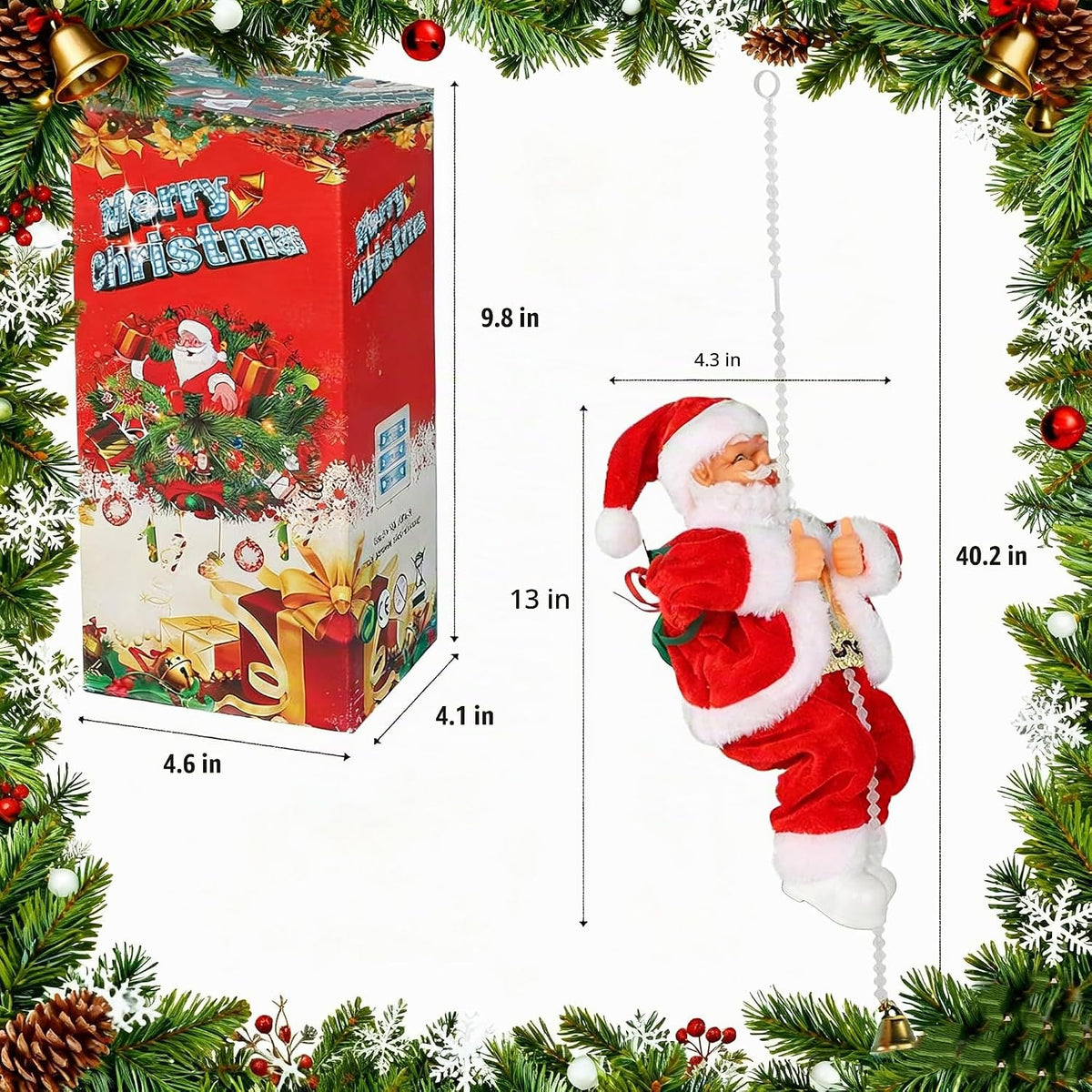 Colgante de árbol de Navidad musical de Papá Noel eléctrico para es...