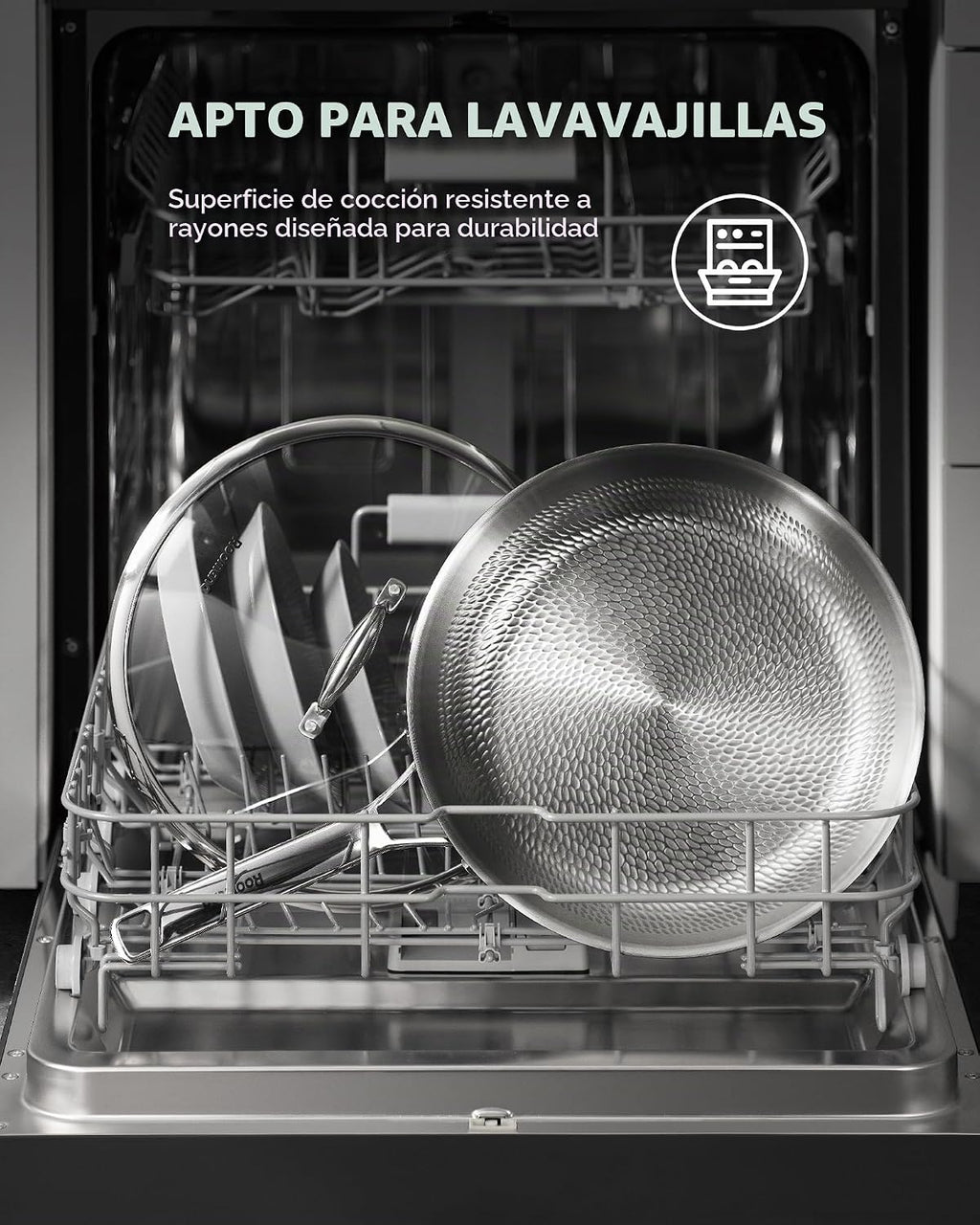 Roomena Sartén de titanio para cocinar, 8\/10\/12 pulgadas con tapa...