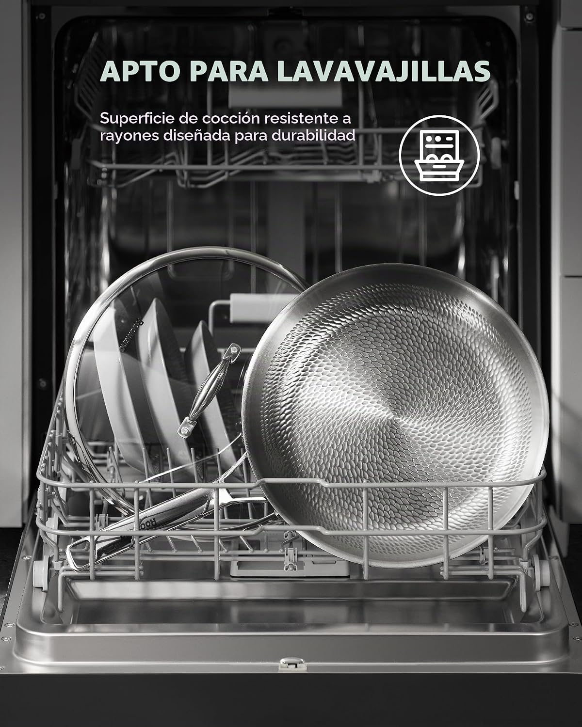 Roomena Sartén de titanio para cocinar, 8\/10\/12 pulgadas con tapa...