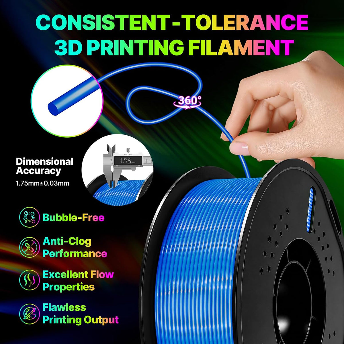 Colourbing Filamento de impresora 3D flexible de TPU 95A, suave y e...