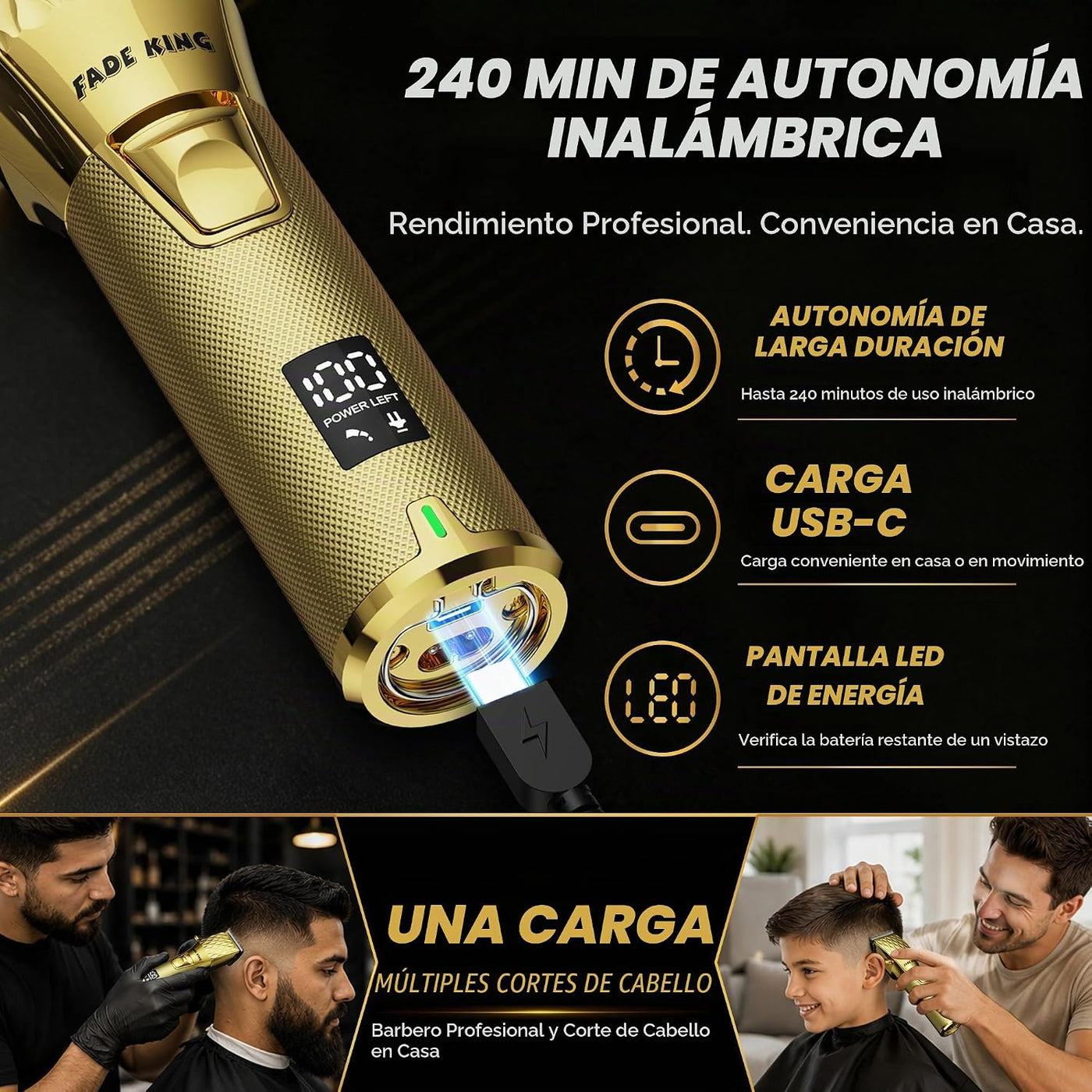 FADEKING Cortadora de pelo profesional para hombres, kit de cortado...