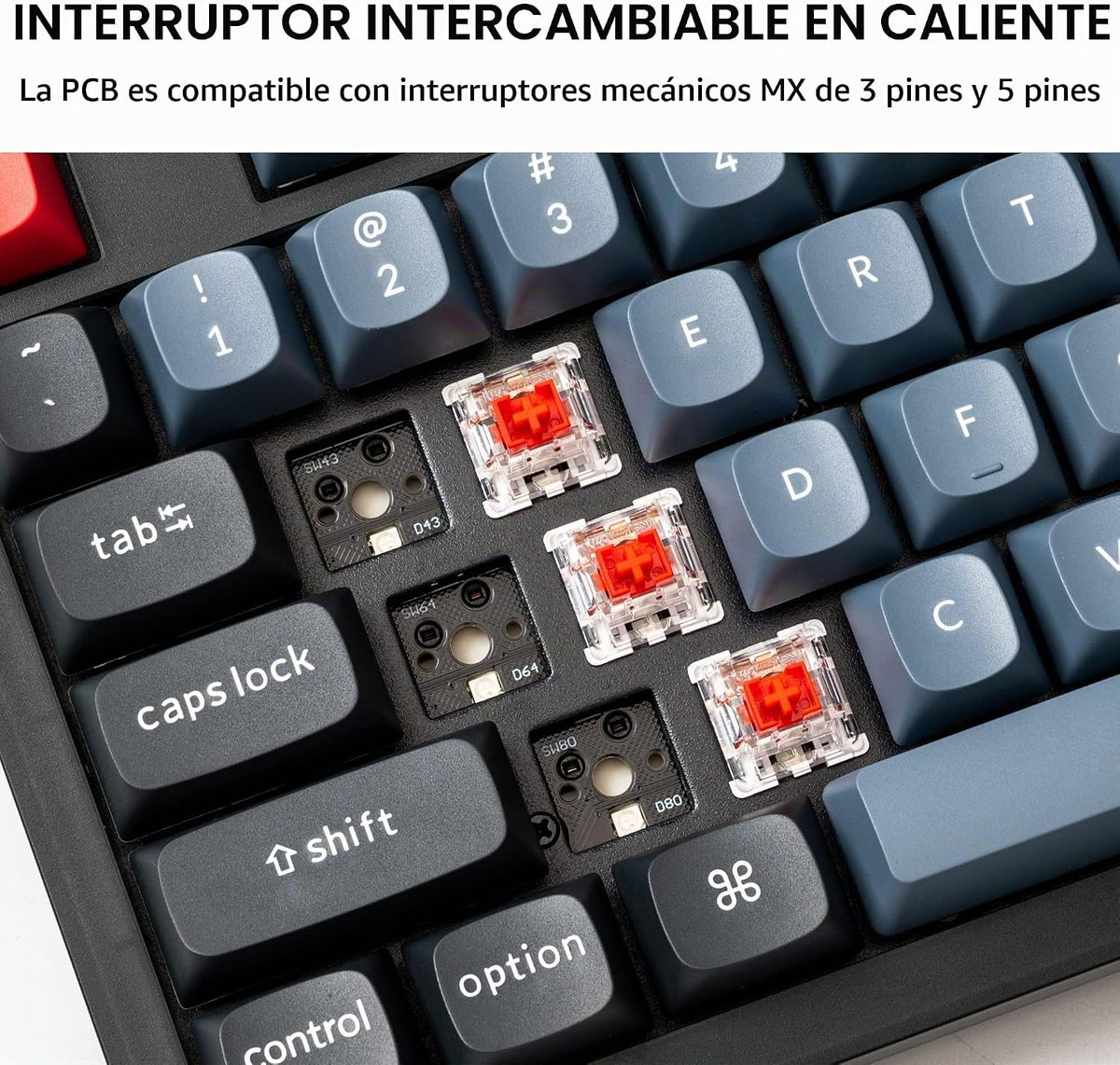 Keychron V6 Teclado mecánico personalizado con cable, macro program...