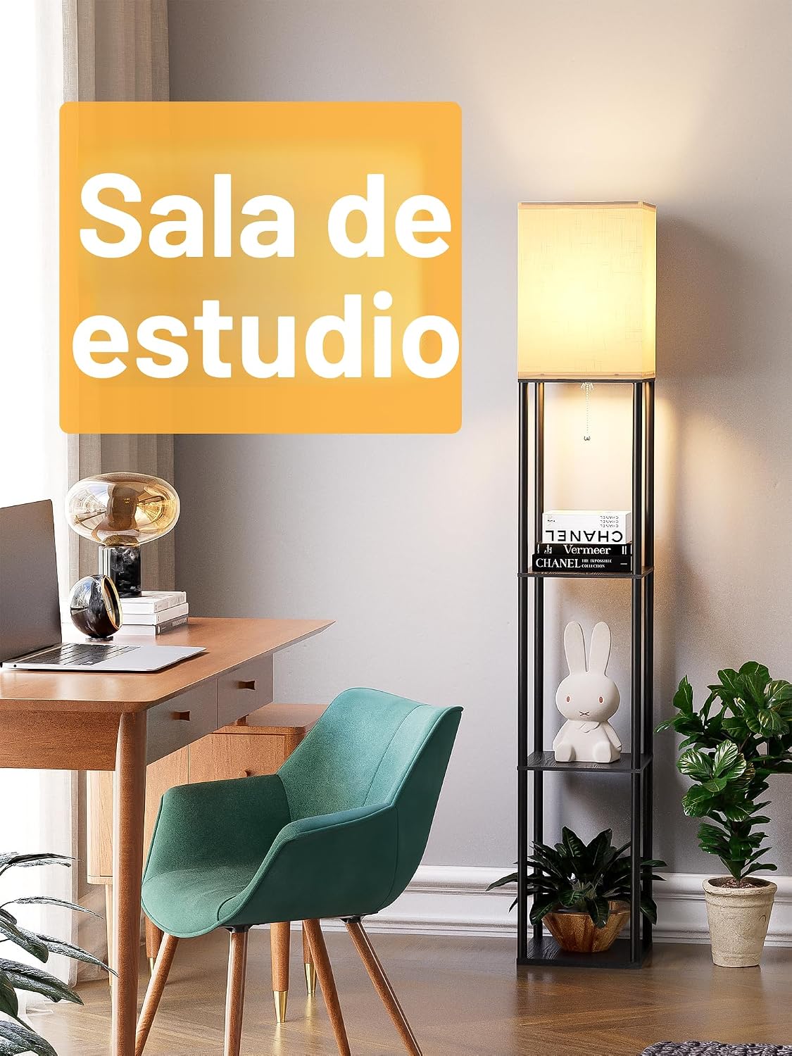 Lámpara de pie con estantes para sala de estar, paquete de 2, lámpa...