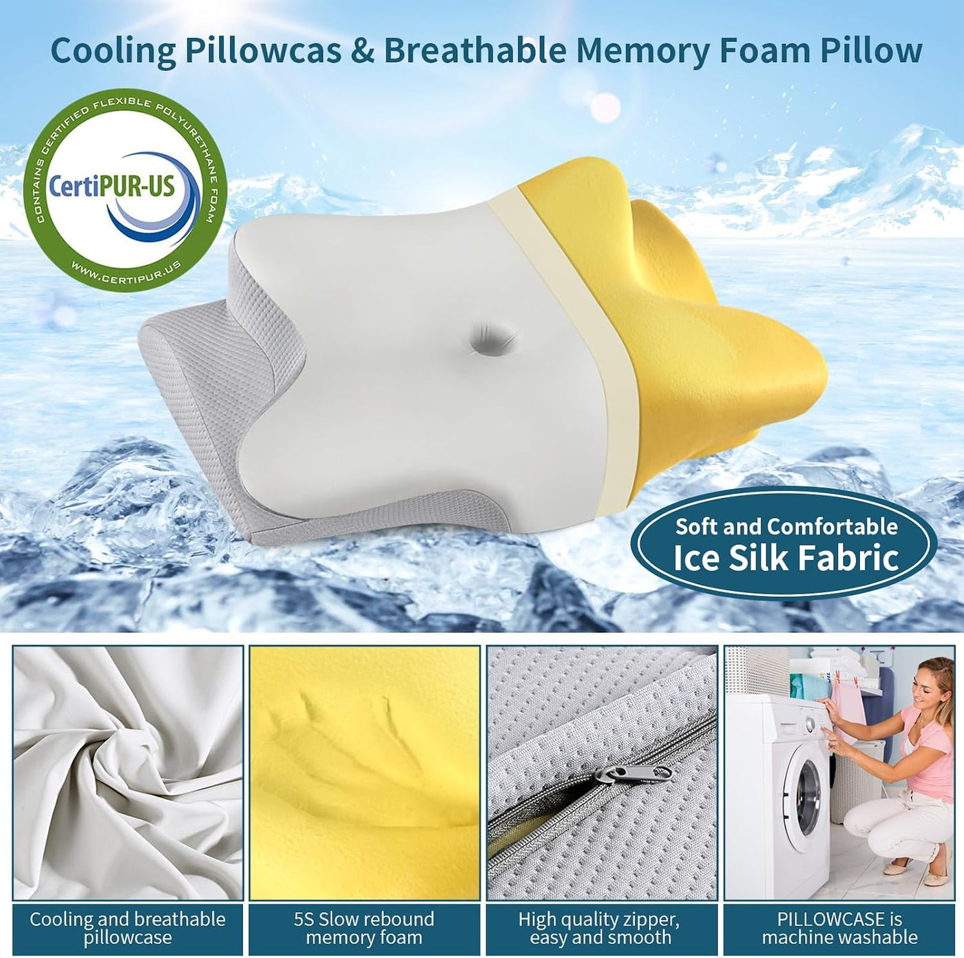 Almohada cervical para el cuello para aliviar el dolor, almohada er...