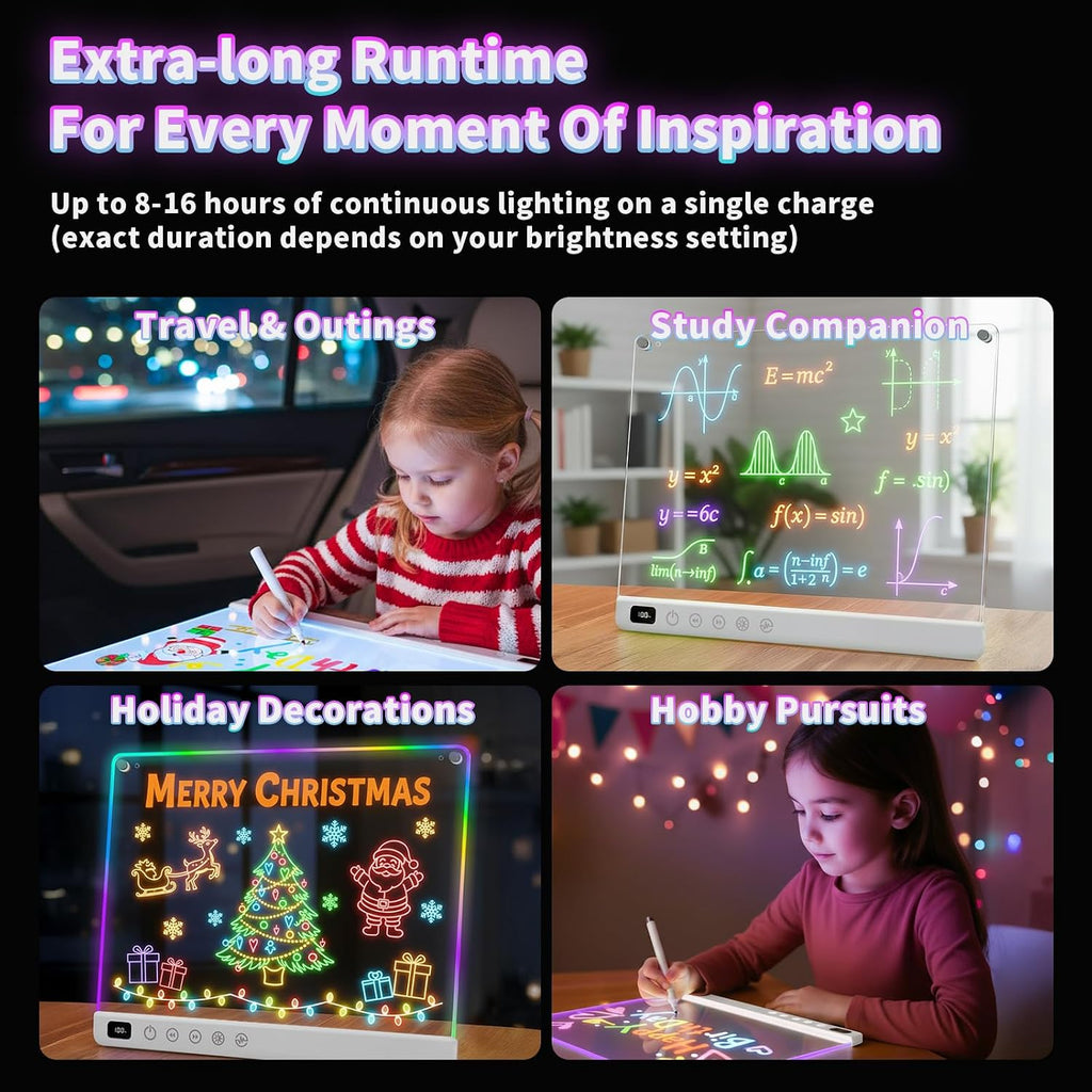 Lumiboard Tablero de dibujo LED con 13 efectos de luz, tablero de n...