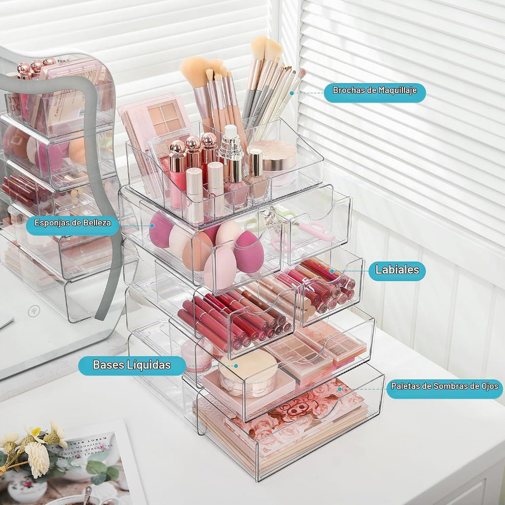 Vtopmart Organizador de maquillaje transparente de 5 niveles con 6...