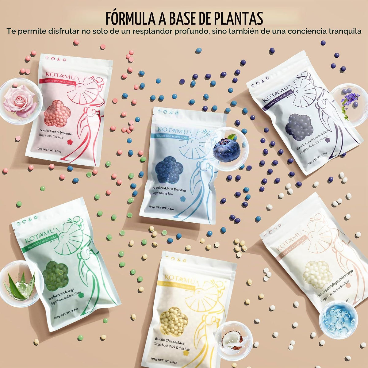 KOTAMU Kit de depilación para mujeres y hombres, calentador de cera...