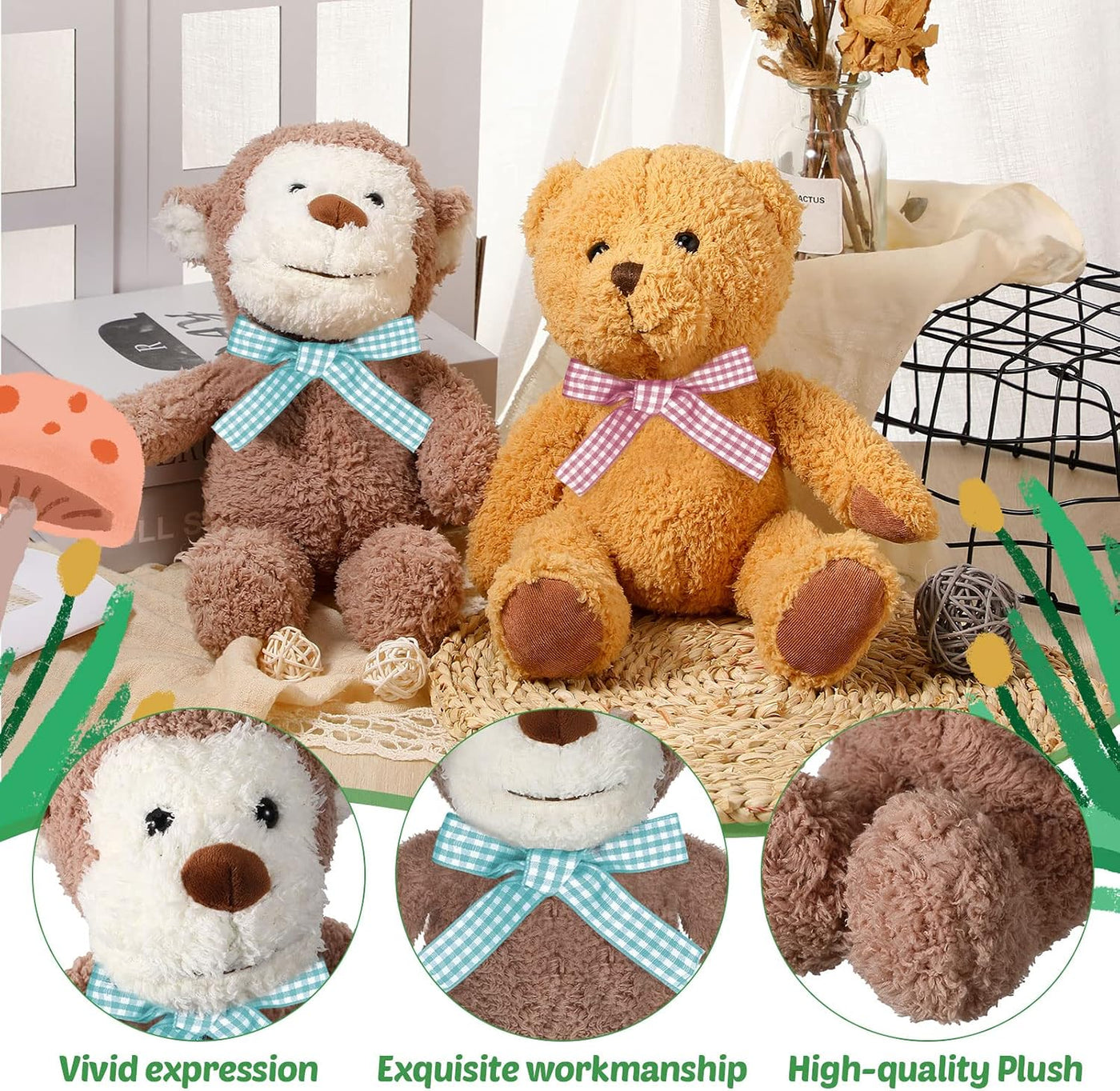 Civaner 7 piezas de animales de peluche a granel de 12.5 pulgadas,...