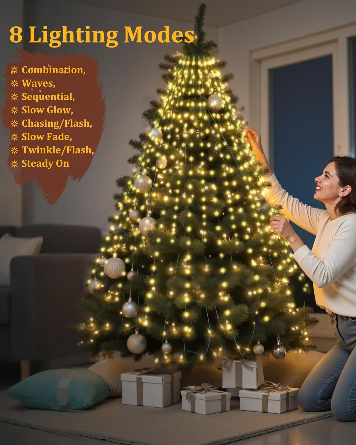 Tomanwai Luces de Árbol de Navidad, 400 luces LED de Navidad con 8...