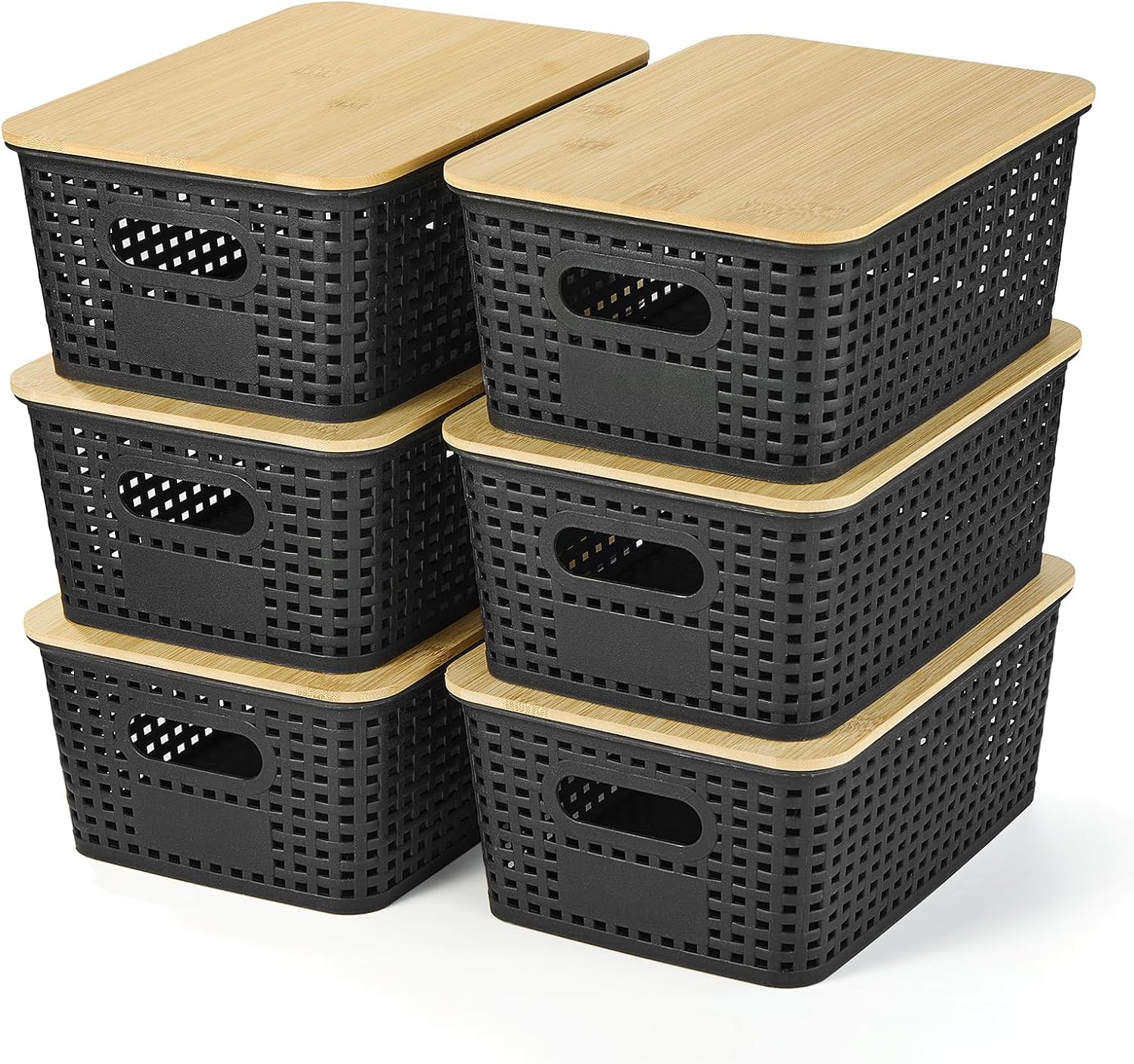 Ohmlove - Paquete de 6 cestas de almacenamiento de plástico con tap...