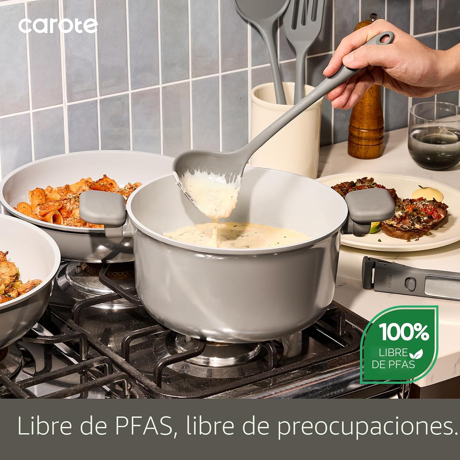 CAROTE Juego de utensilios de cocina de cerámica de 27 piezas, olla...