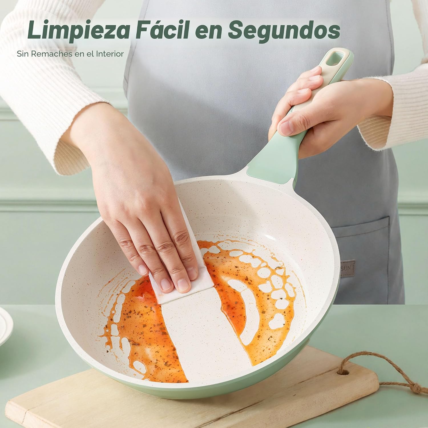 SENSARTE Juego de utensilios de cocina de cerámica antiadherente gr...