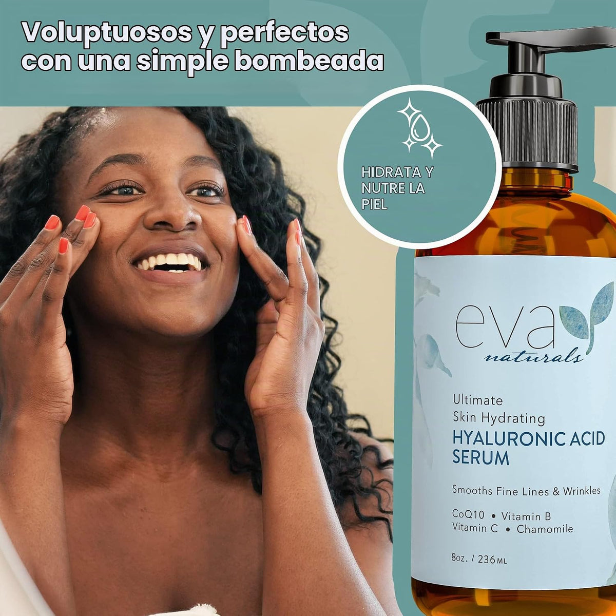 Eva Naturals - Suero facial de ácido hialurónico, antienvejecimient...