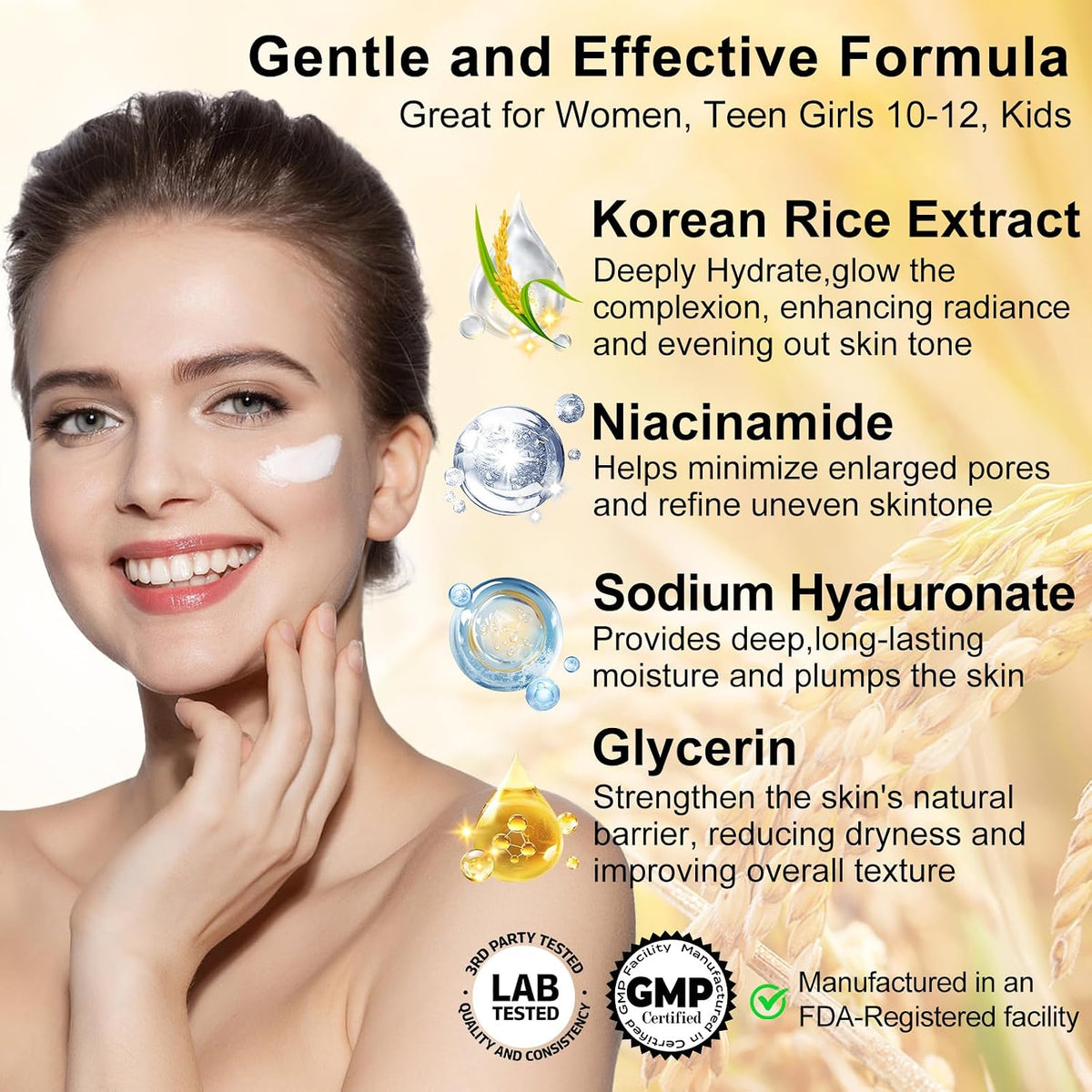 Set de cuidado de la piel con extracto de arroz coreano para hidrat...