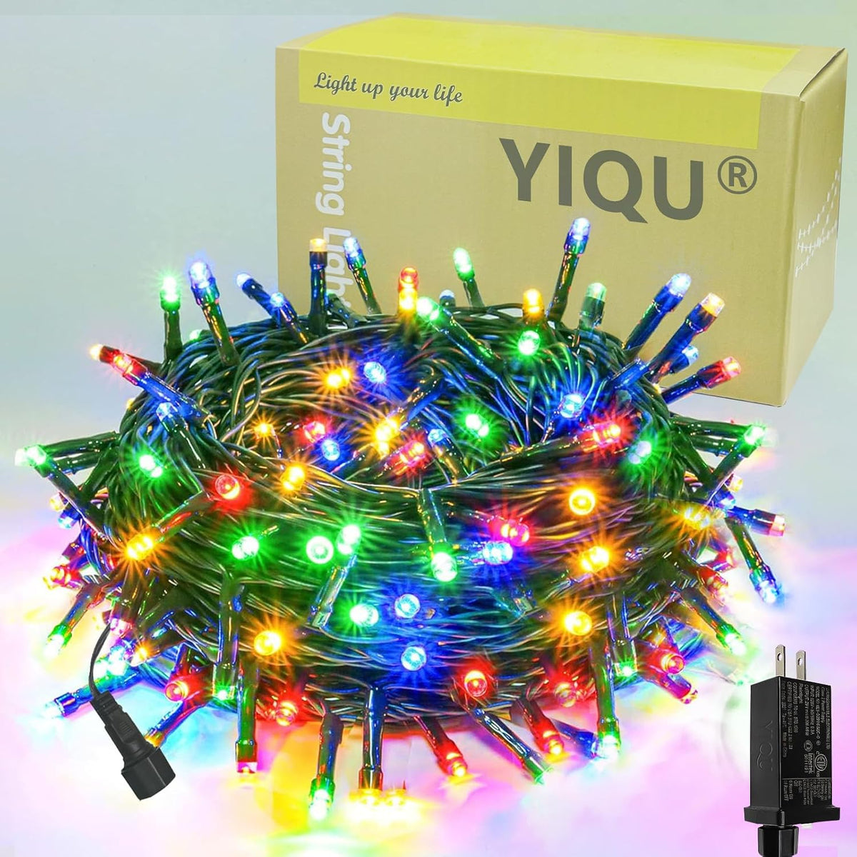 Guirnalda de 100 luces LED, 33 pies, interior, exterior, cable verd...