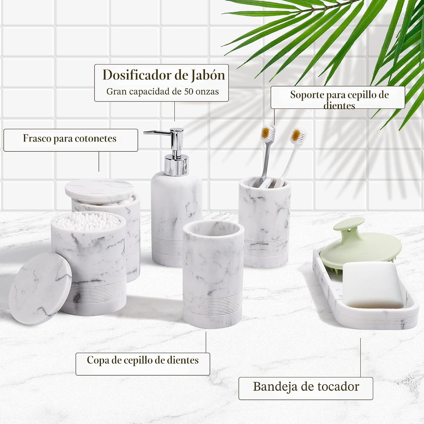Juego de accesorios de baño, juego de accesorios de baño de 6 pieza...