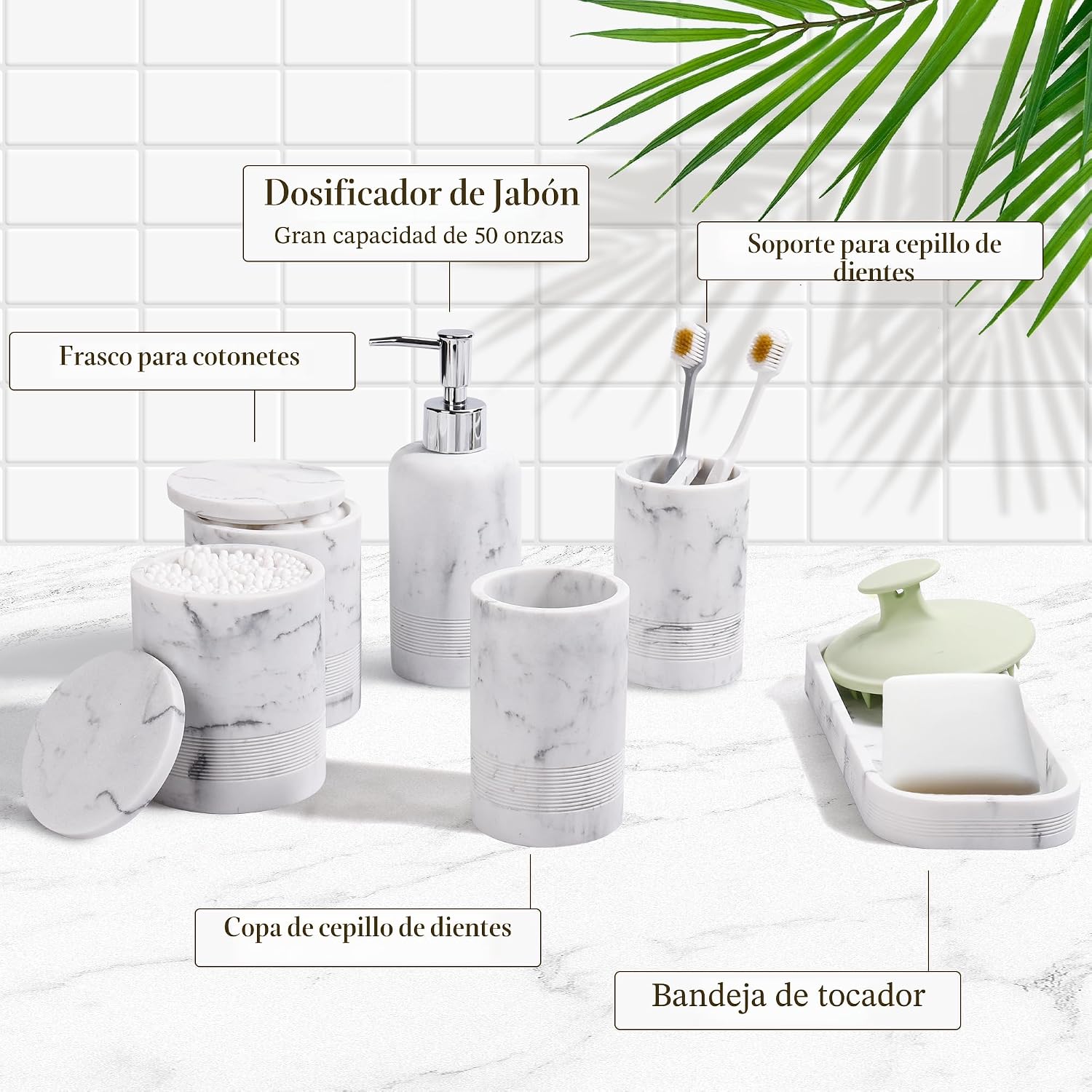 Juego de accesorios de baño, juego de accesorios de baño de 6 pieza...