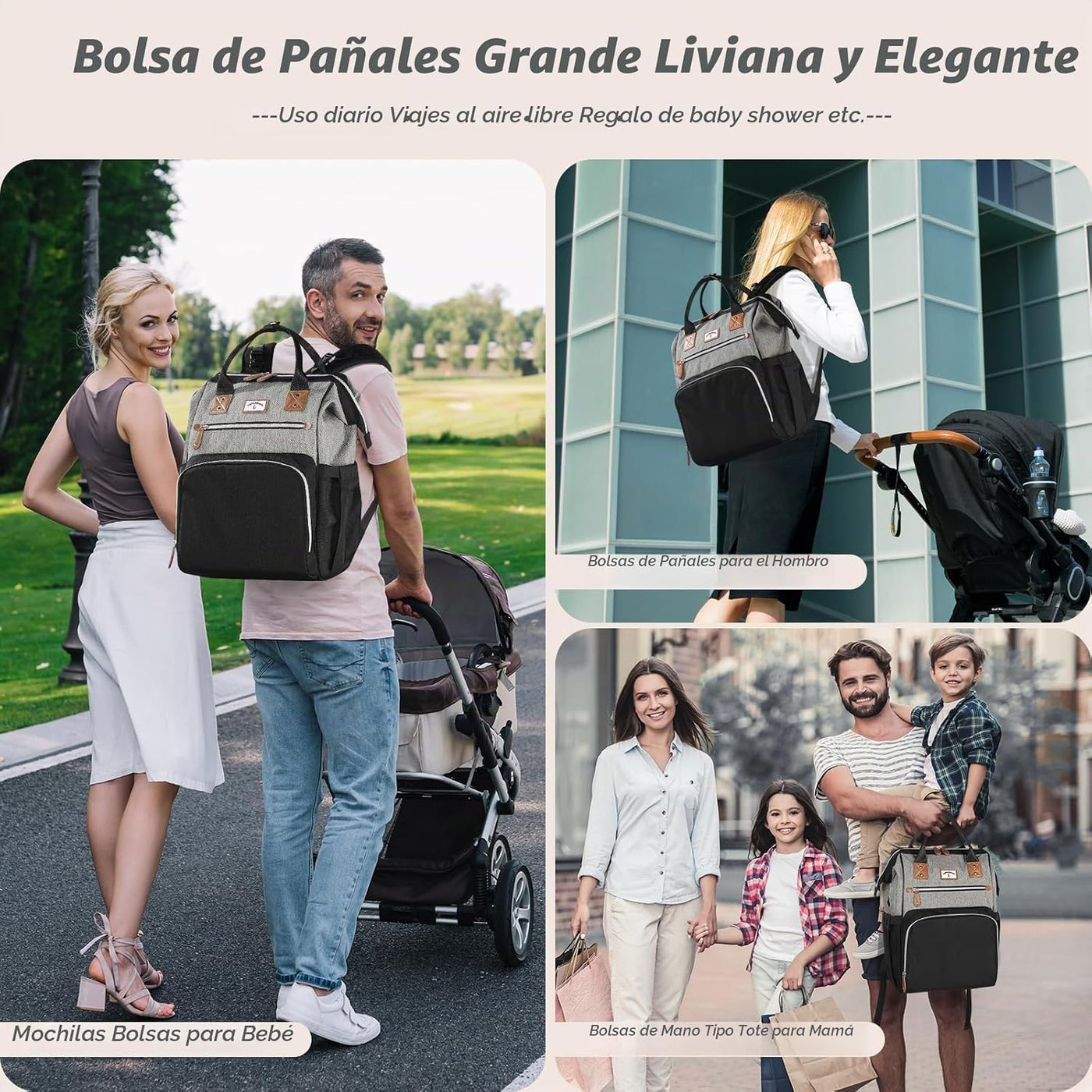 SUPROMOMI Mochila para pañales: bolsa de bebé grande para niños y n...