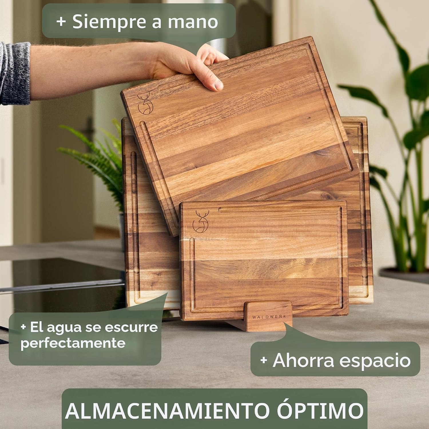 WALDWERK Juego de tablas de cortar (15.75 x 12\/13 x 9.5\/10 x 7 pu...