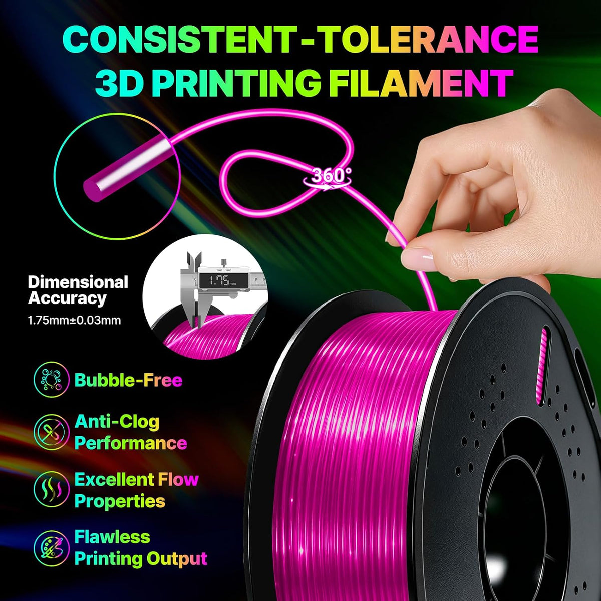 Colourbing Filamento flexible de TPU 95A para impresora 3D, suave y...
