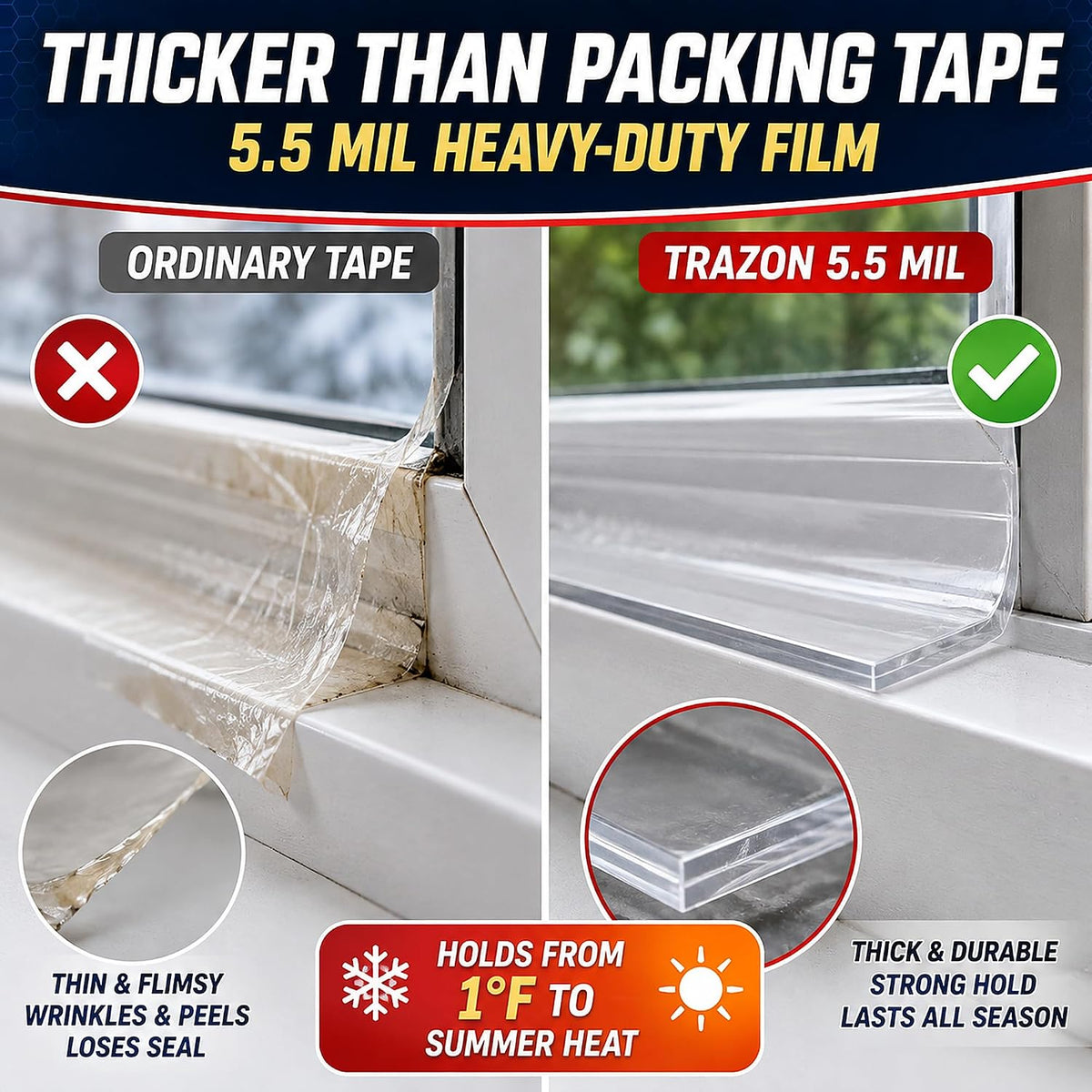 Cinta de sellado para ventanas, 3 pulgadas x 35 yardas (105 pies) -...