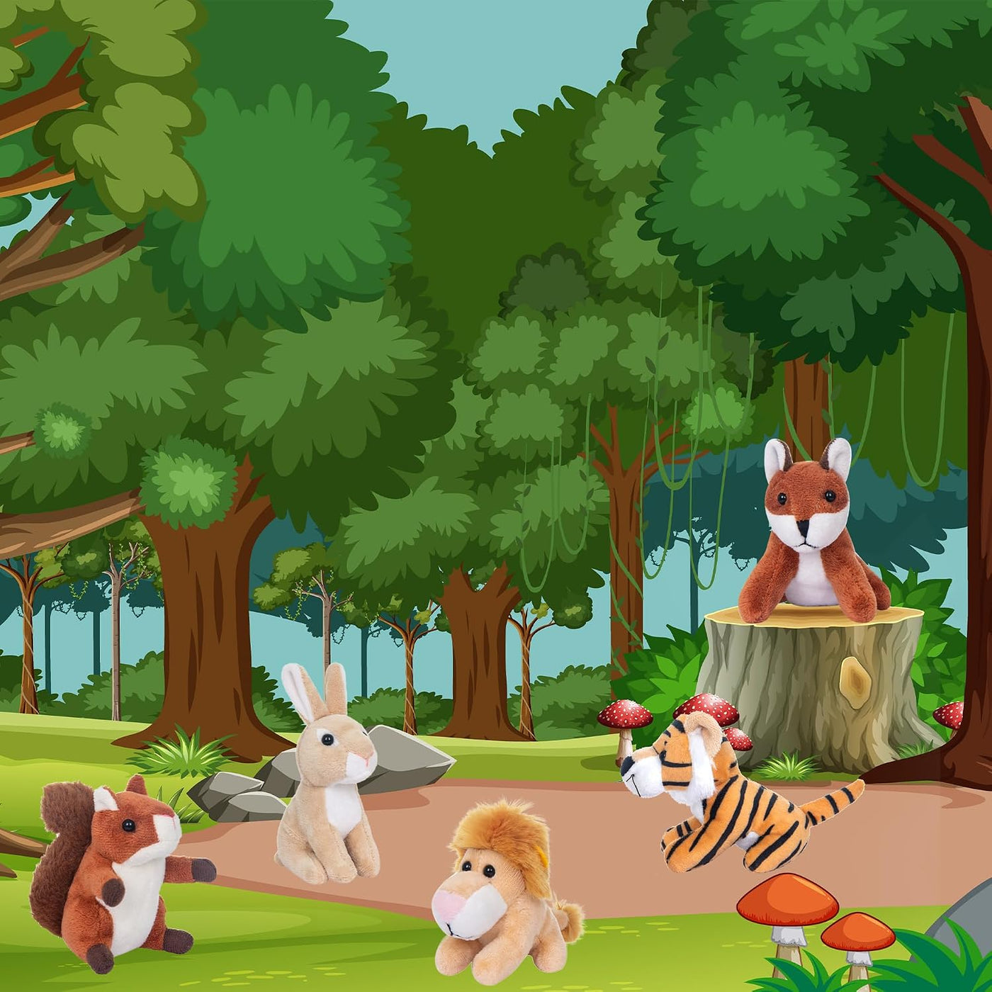 My OLi - Juego de 10 animales de peluche de zoológico, juguete de p...
