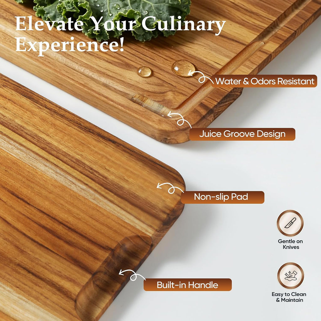 Juego de 3 tablas de cortar de teca para cocina, tabla de madera pa...