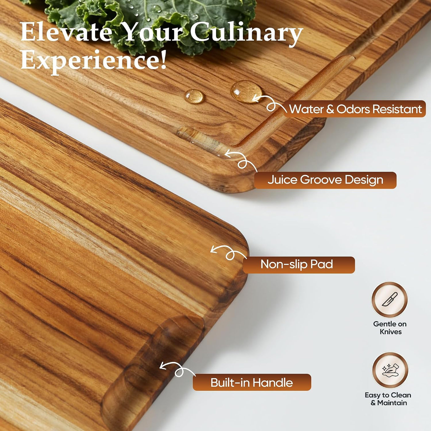 Juego de 3 tablas de cortar de teca para cocina, tabla de madera pa...
