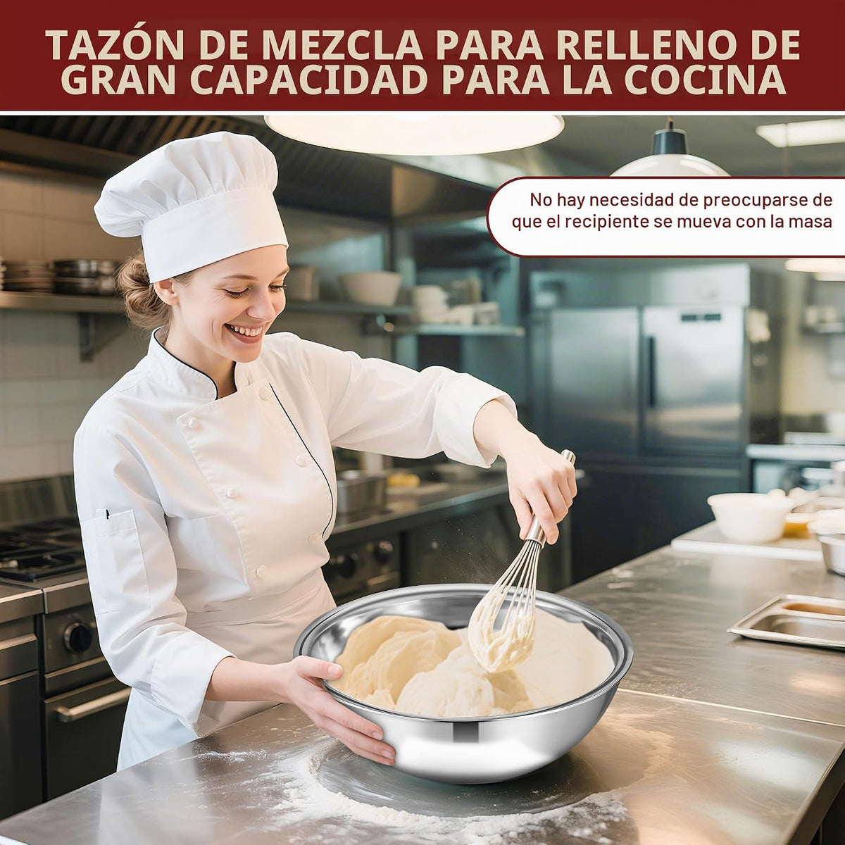 TREEHAC - 6 cuencos de acero inoxidable grandes para ensalada, 16 p...