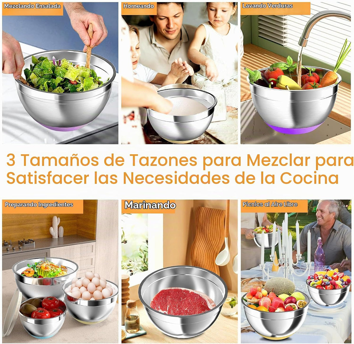 Nicdiet - Juego de cuencos de mezcla con tapas herméticas, juego de...