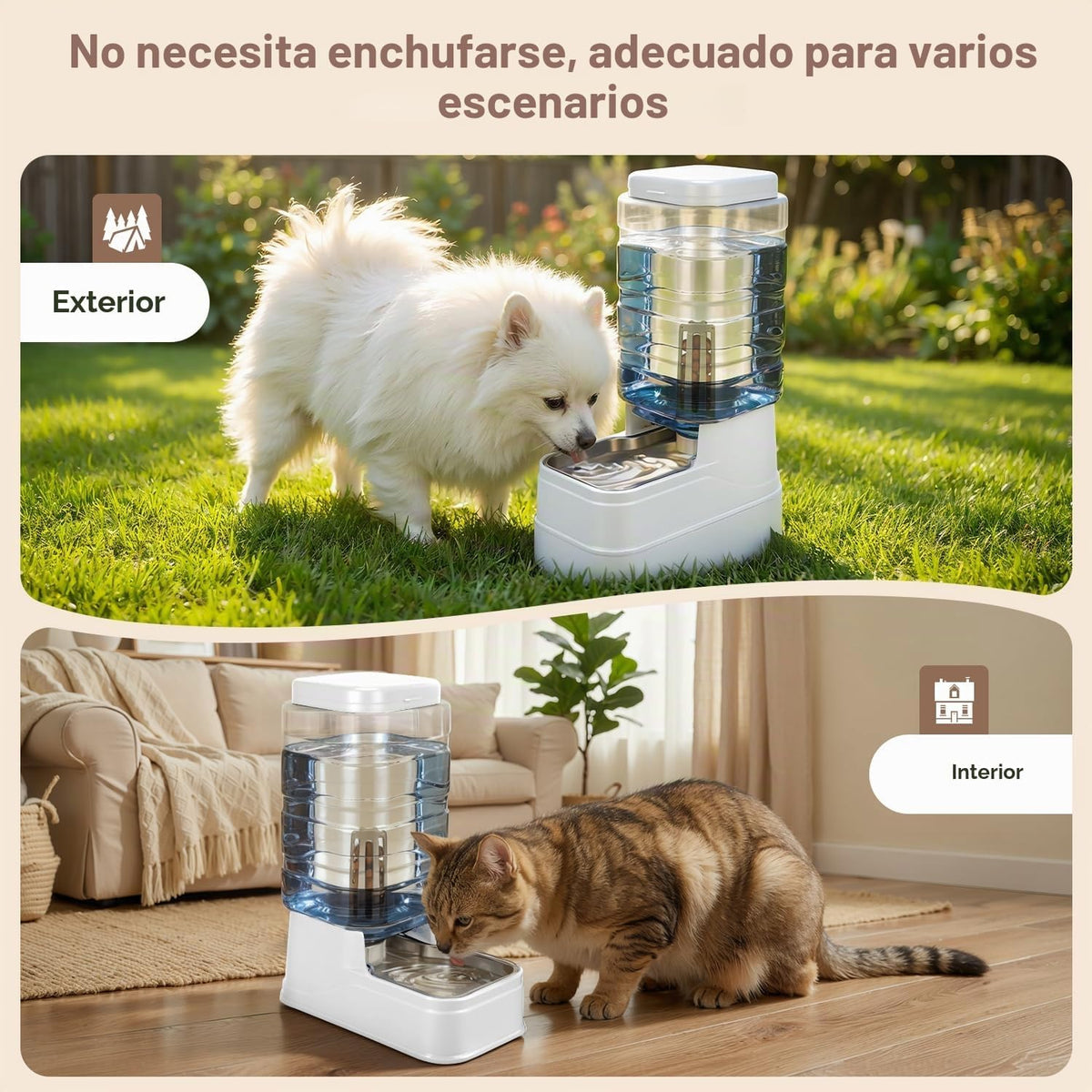 Dispensador de agua automático para mascotas de 2.2 galones para pe...