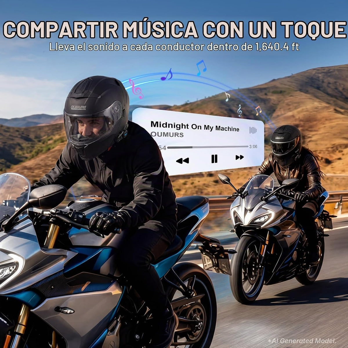 Oumurs Y8X - Auriculares Bluetooth para motocicleta, 8 conductores...