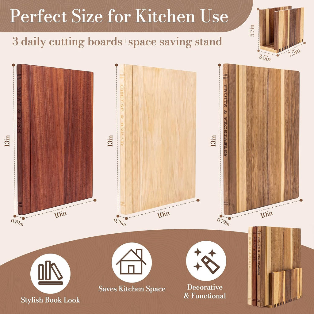 Juego de tablas de cortar de libros para cocina, tabla de cortar de...