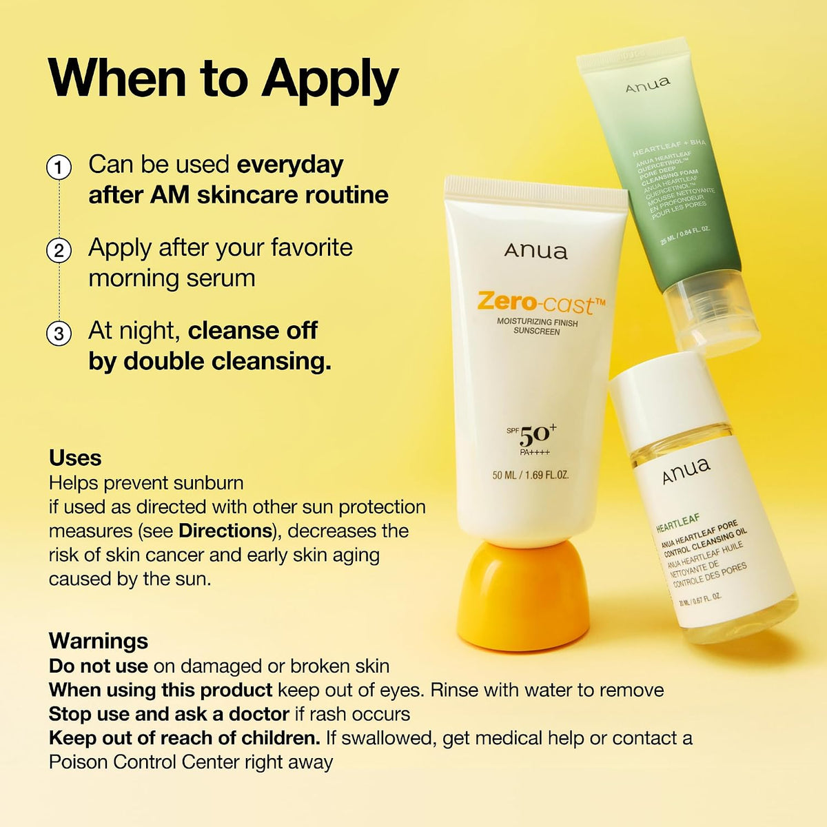 Anua Protector solar hidratante Zero-Cast SPF 50, 1.69 fl oz | Prot...