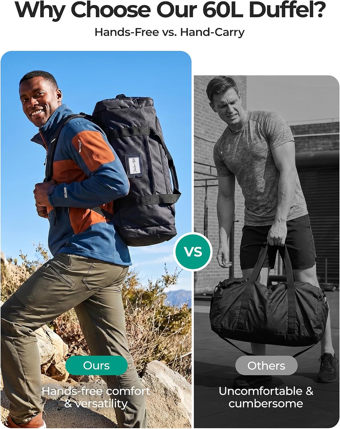 BAGSAMRT - Bolsa de lona plegable de 60 litros para viajes, bolsa d...